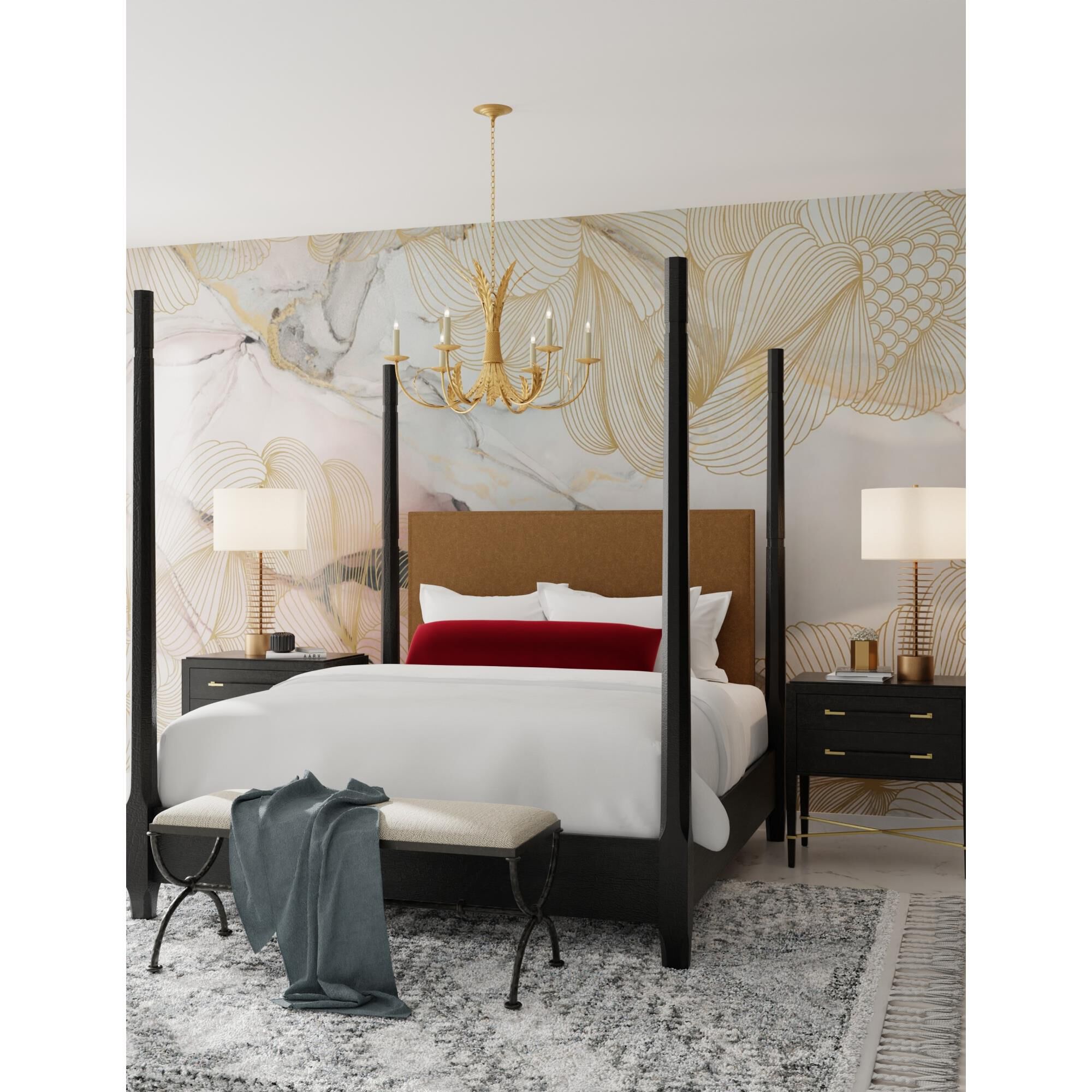 Shown in Painted Antique Brass finish and Natural Linen shade