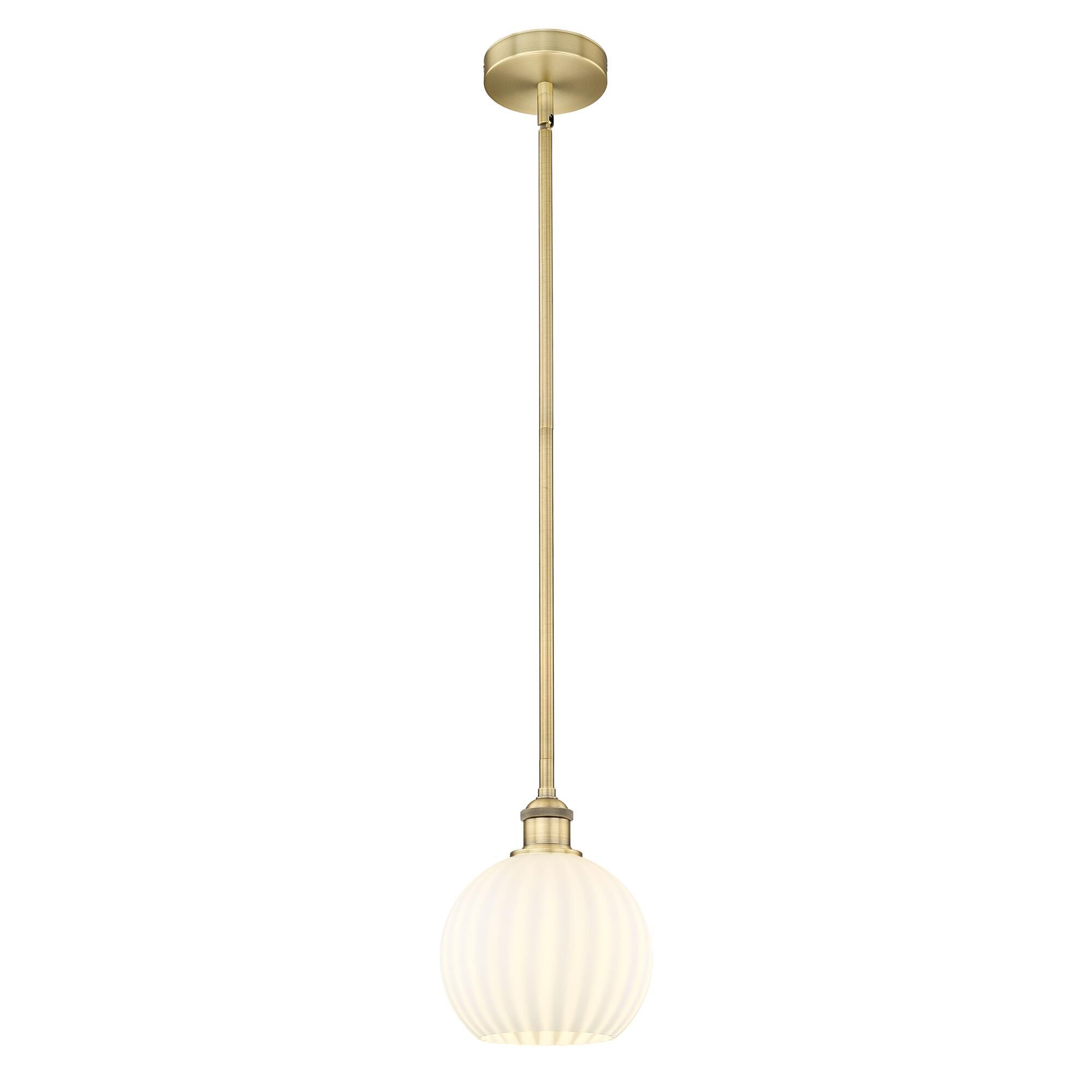 Shown in Brushed Brass finish and White Venetian glass