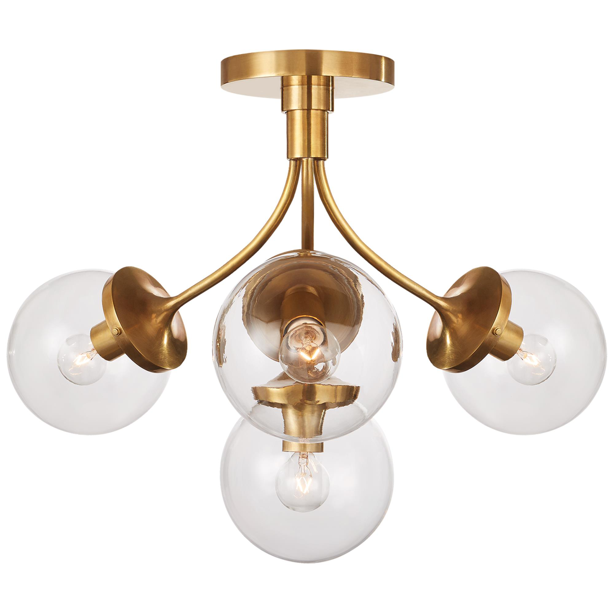 Shown in Soft Brass finish and Clear glass