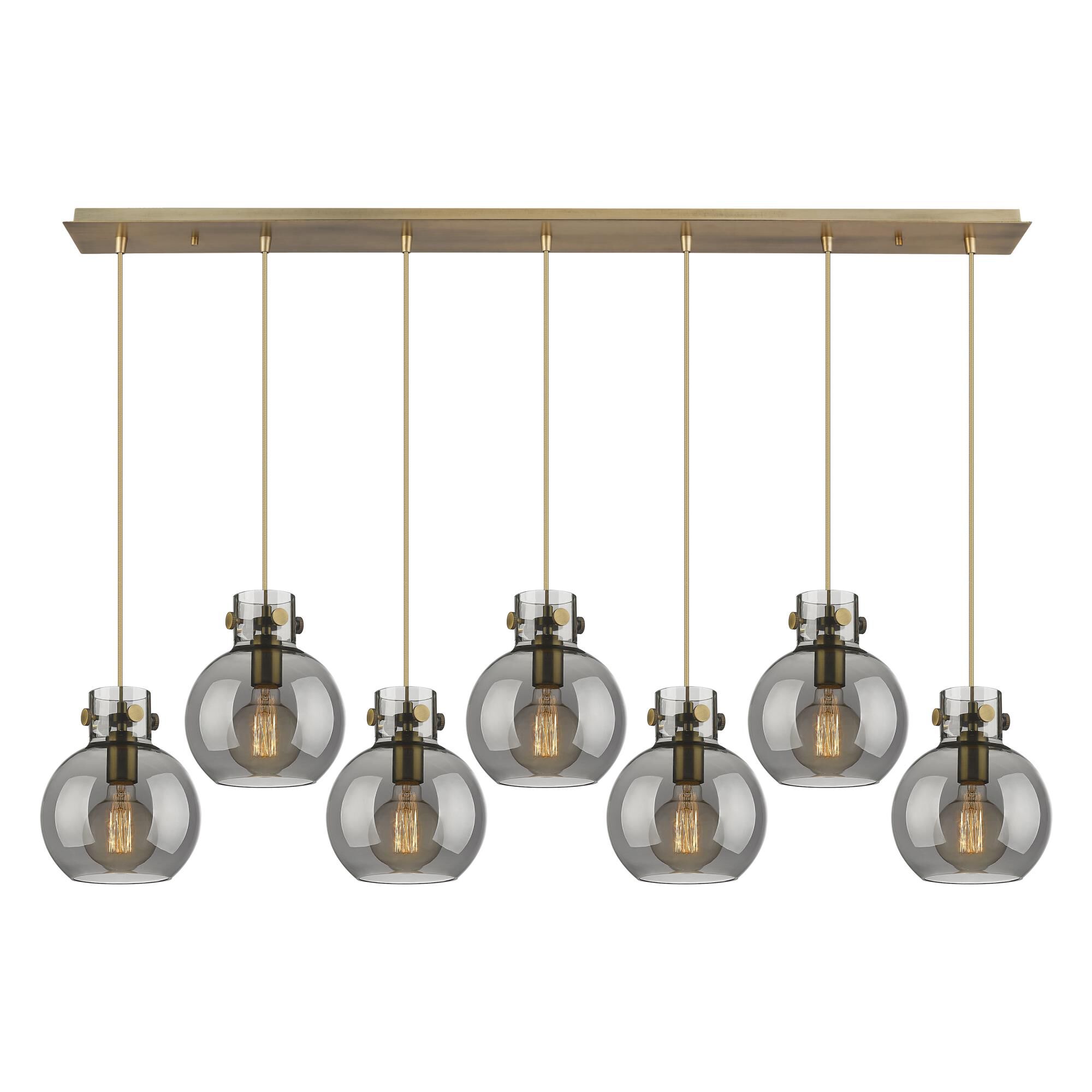 Shown in Brushed Brass finish and Light Smoke glass and Light Smoke Glass shade