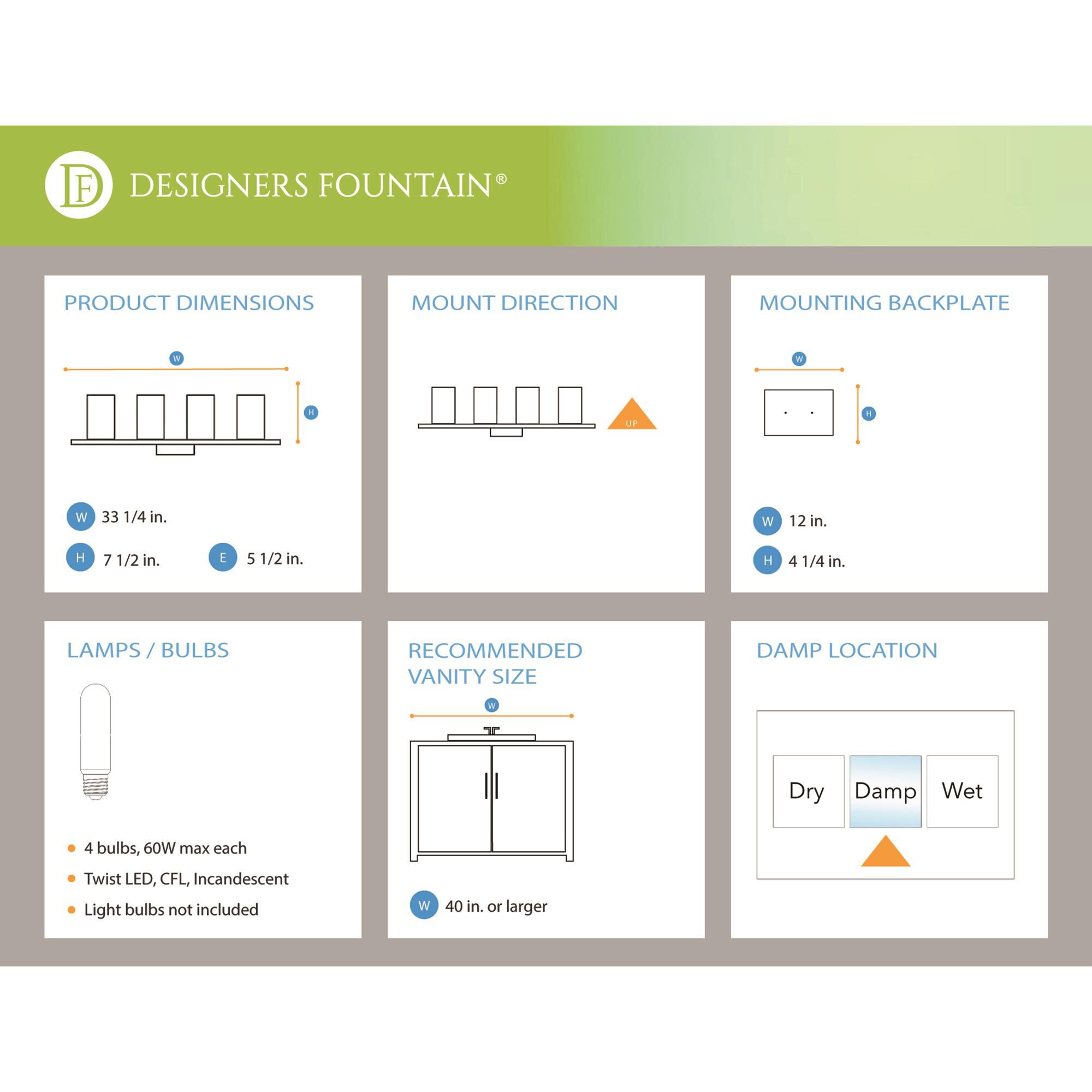Elements 31 Inch 4 Light Bath Vanity Light by Designers Fountain