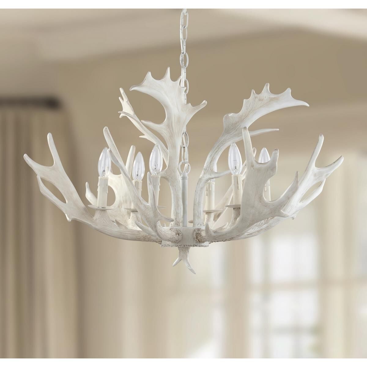 Birch Antler 30 Inch 6 Light Chandelier by Safavieh