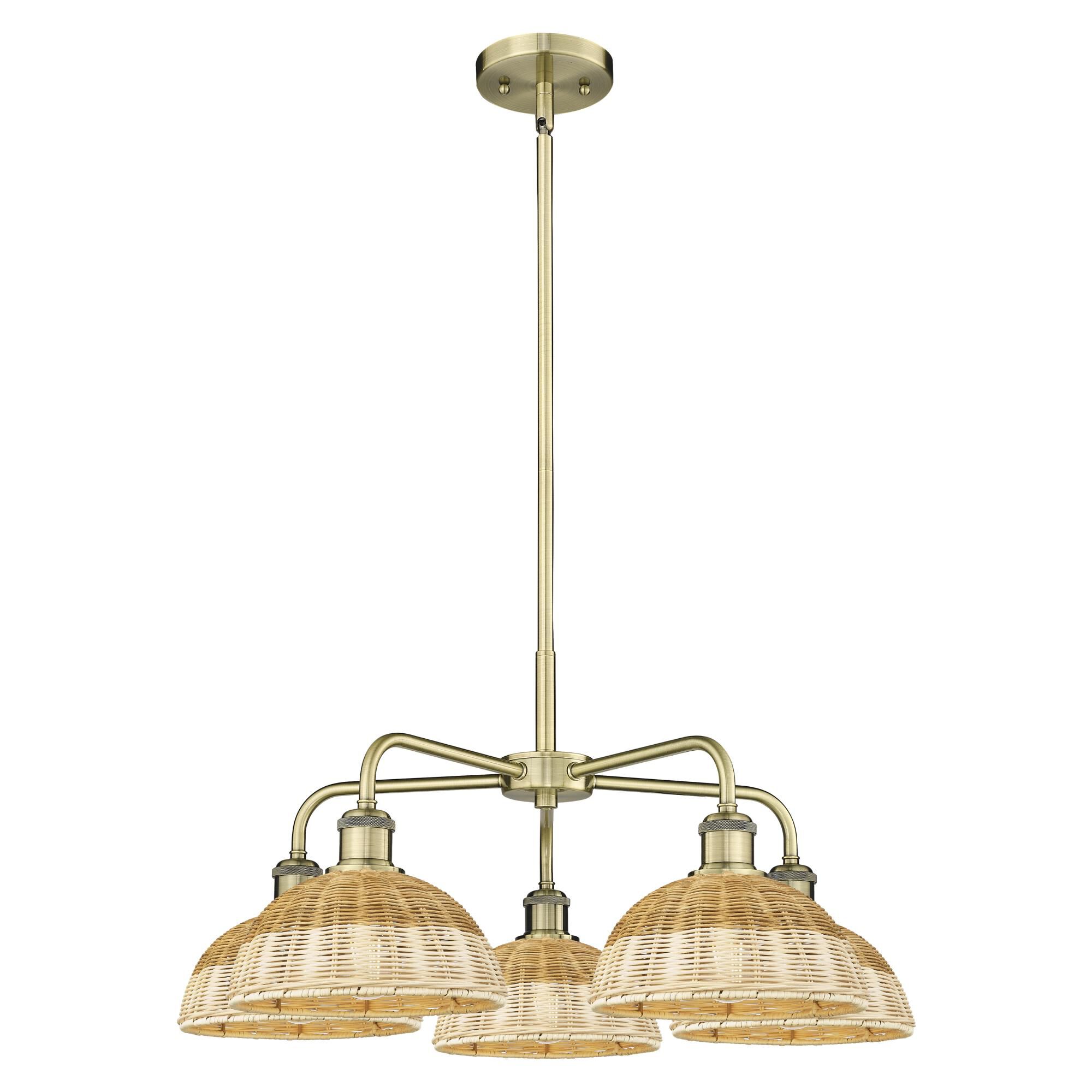 Shown in Antique Brass finish and Natural shade