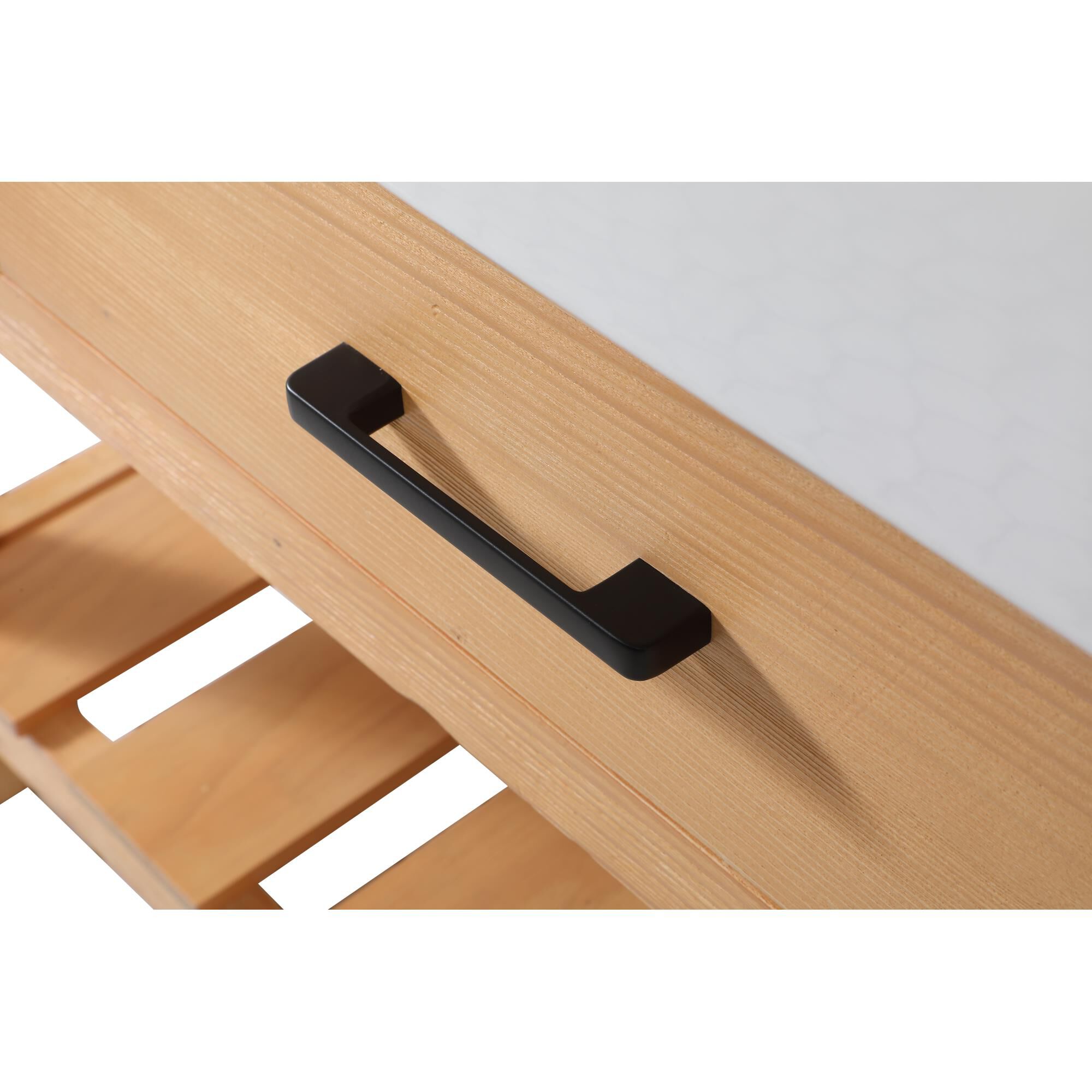 Shown in Natural Wood finish and Without Backsplash accent