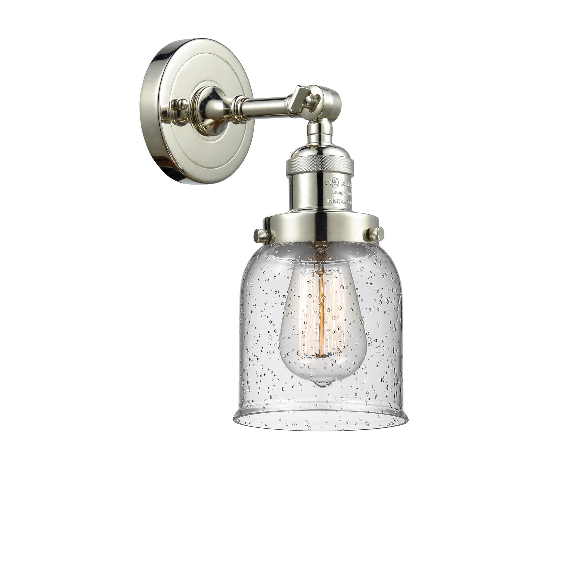 Shown in Polished Nickel finish and Seedy glass