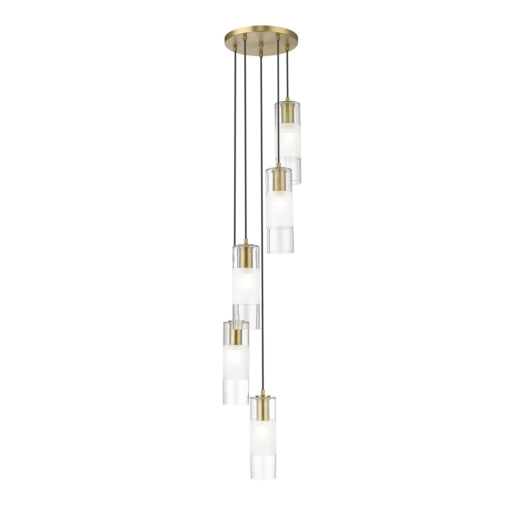 Shown in Modern Gold finish and Clear+frosted glass and Clear+frosted shade