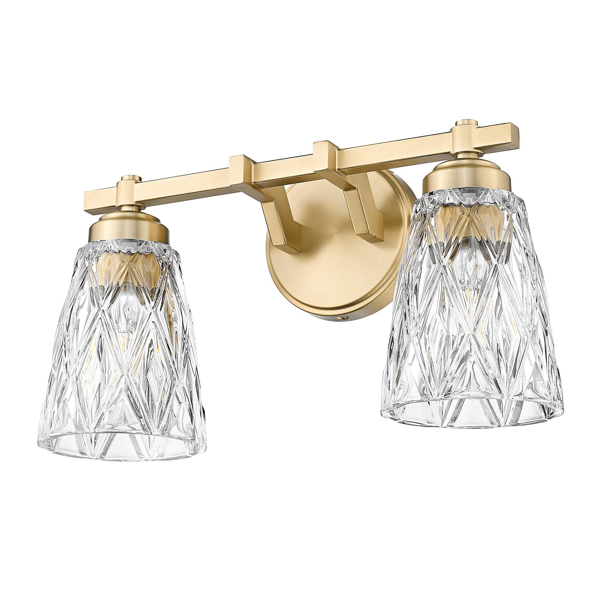 Shown in Modern Gold finish and Clear glass
