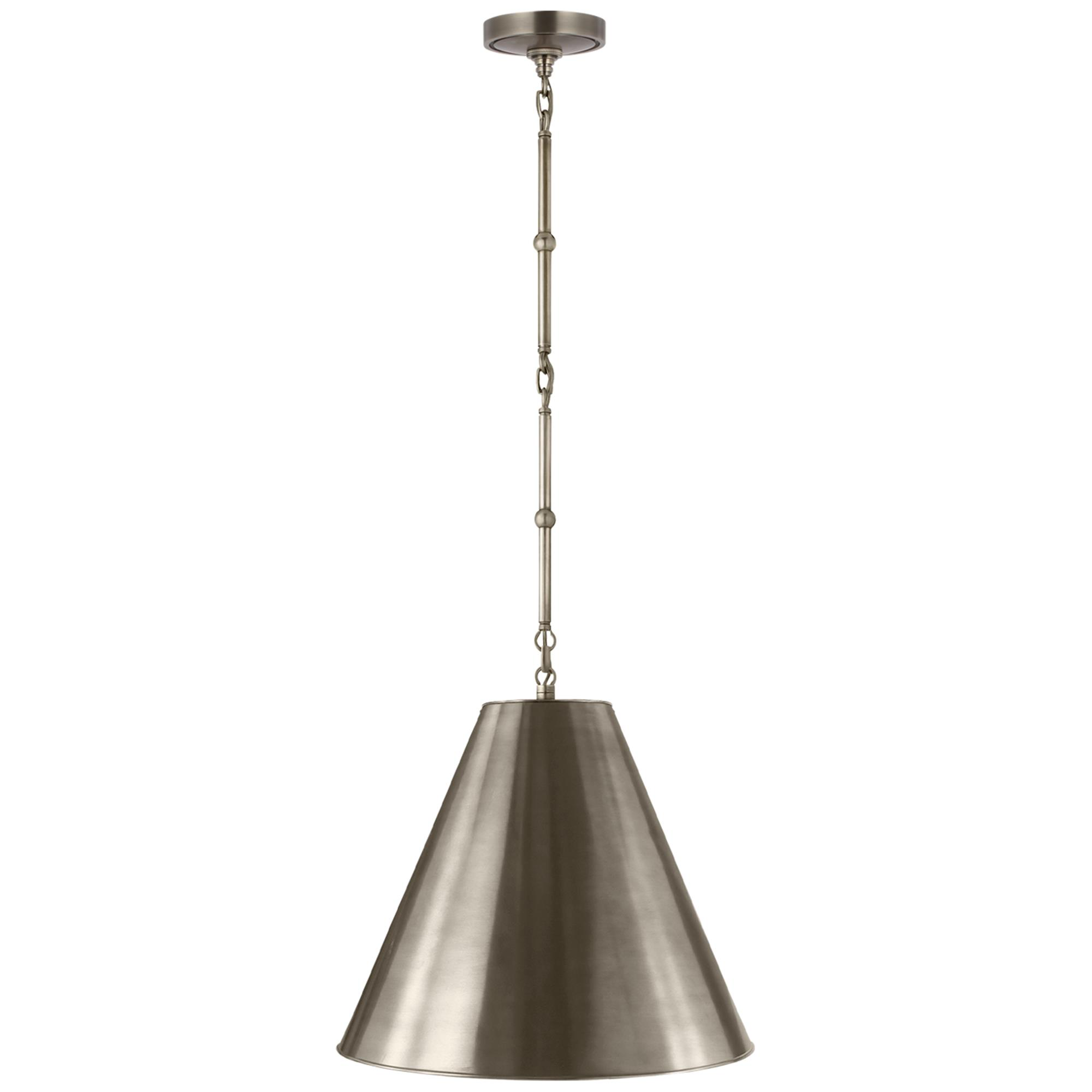 Shown in Antique Nickel finish and Antique Nickel shade