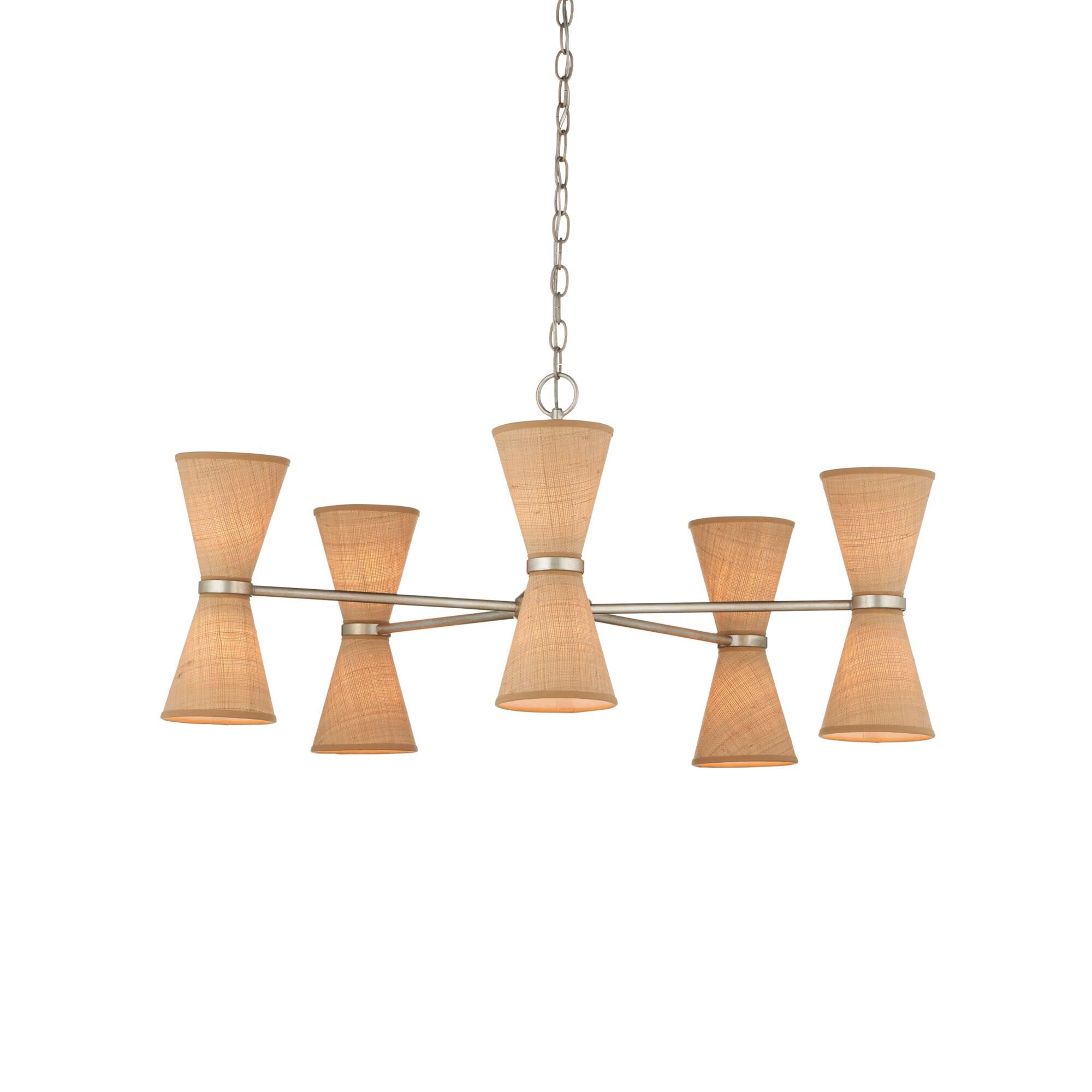 Shown in Contemporary Silver Leaf/Contemporary Silver/Natural finish and Natural Grasscloth shade