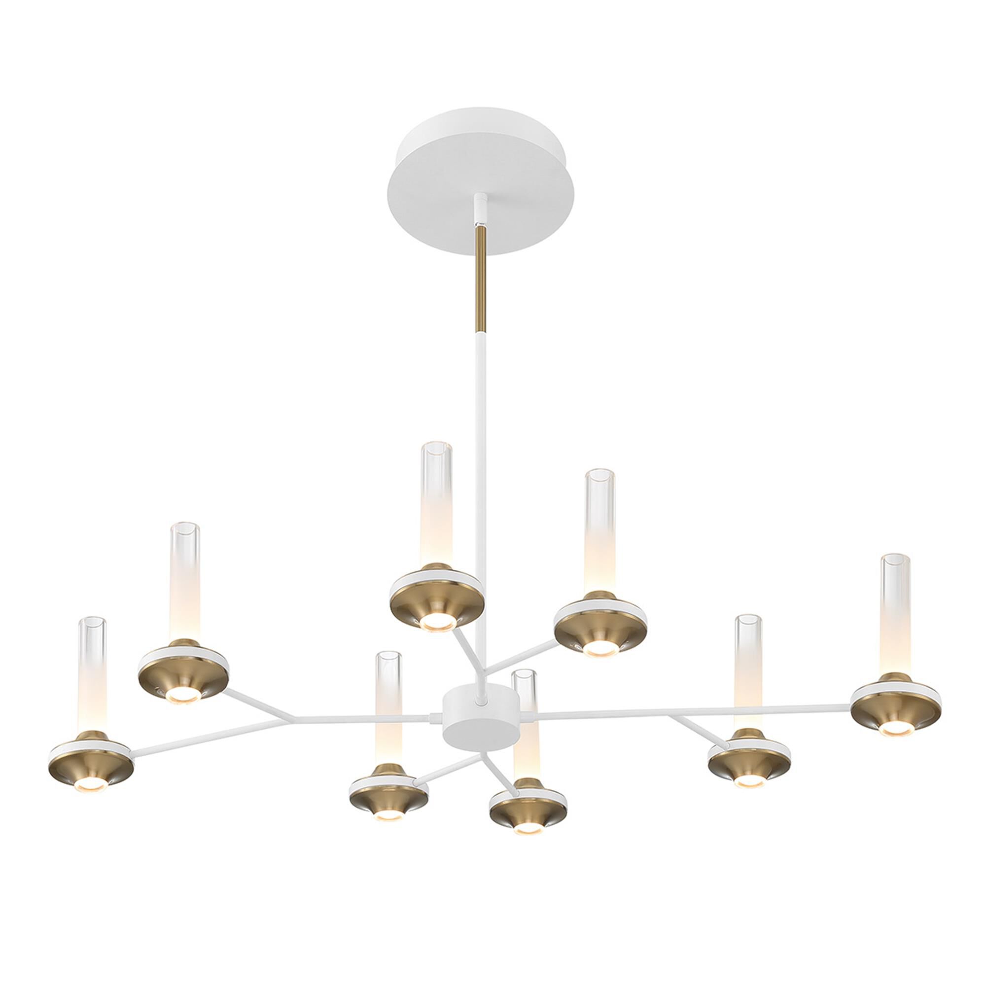 Shown in White and Brass finish and Etched glass