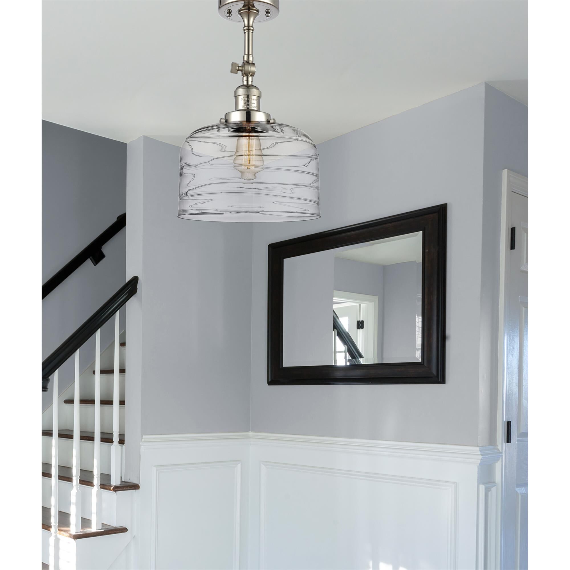 Shown in Polished Nickel finish and Clear glass