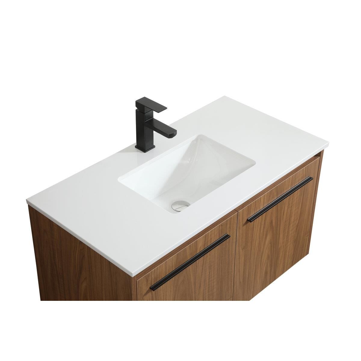 Shown in Walnut Brown finish and Without Backsplash accent