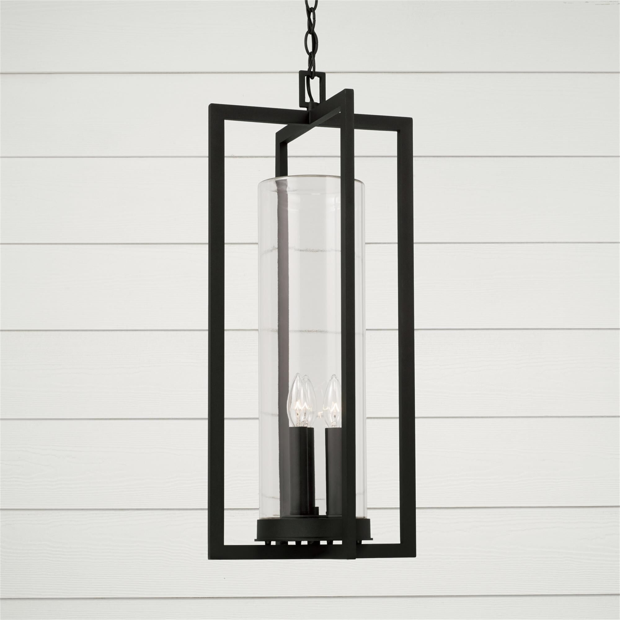 Shown in Black finish and Clear glass