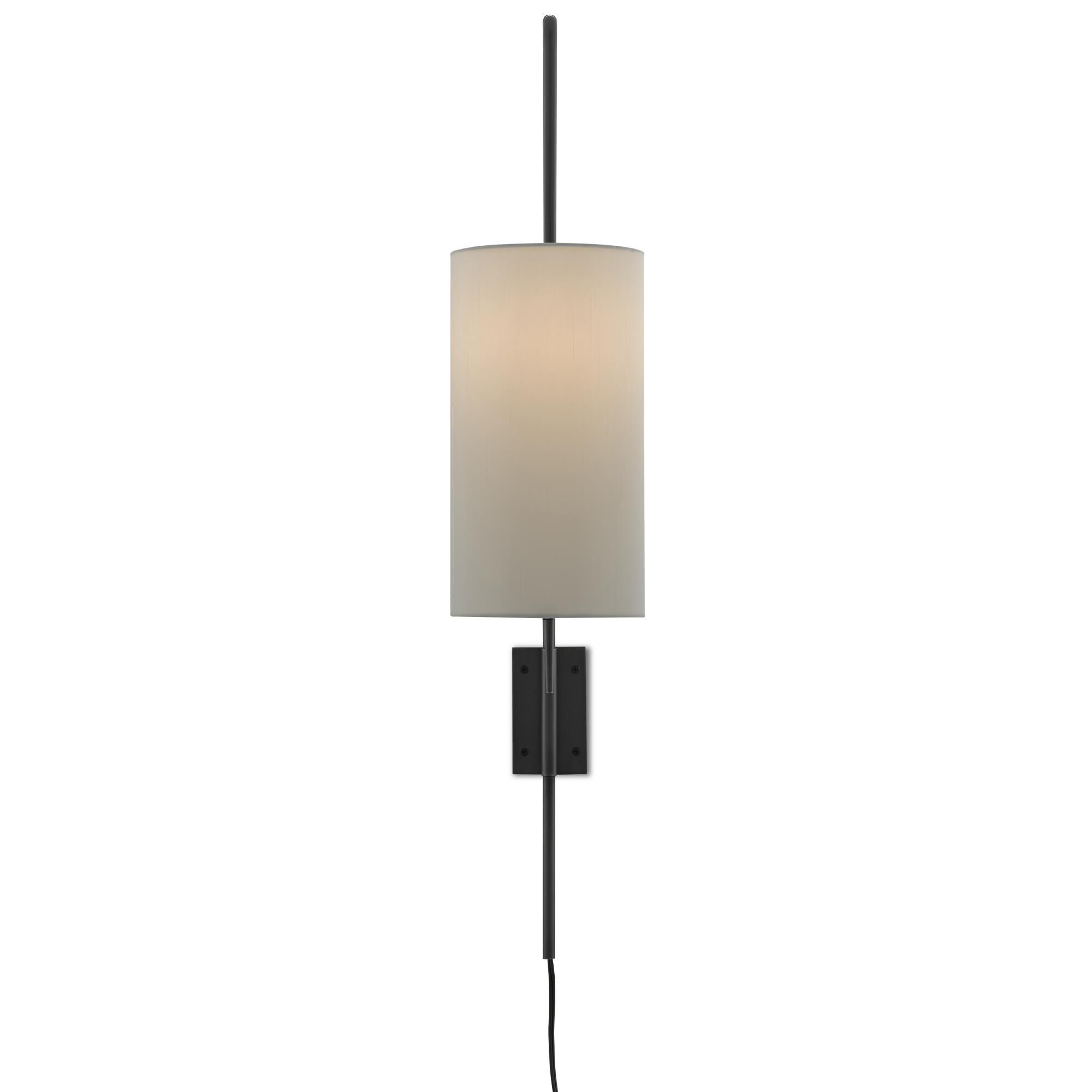 Shown in Oil Rubbed Bronze finish and Off White Shantung shade