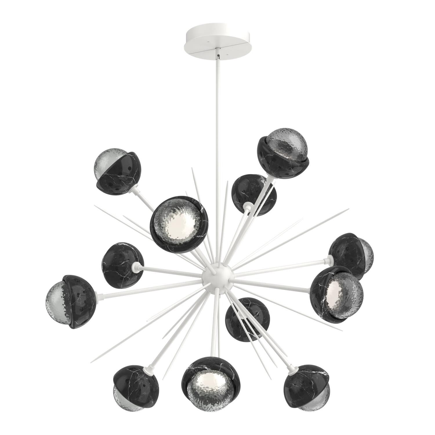 Shown in Salt White finish and Smoke glass and Black Marble accent