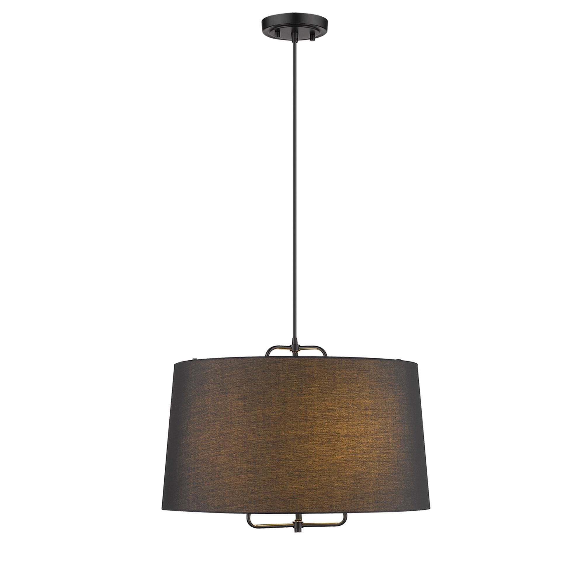 Shown in Matte Black finish and Matte Black glass and Black Hardback Linen Drum shade