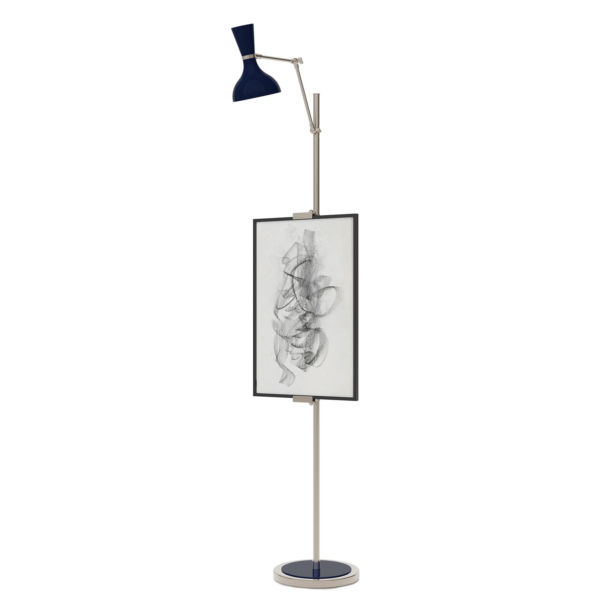 Shown in Polished Nickel finish and Midnight Blue shade