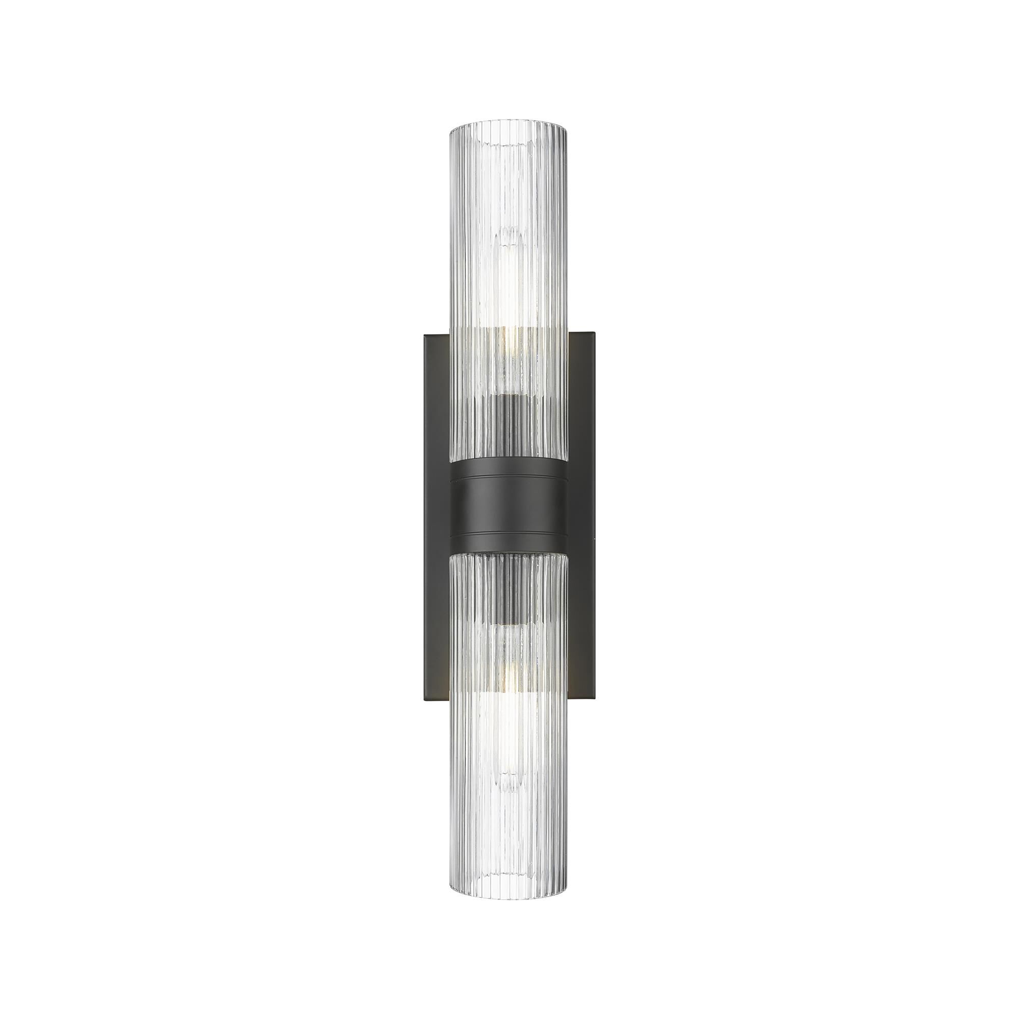 Shown in Matte Black finish and Striped Clear glass