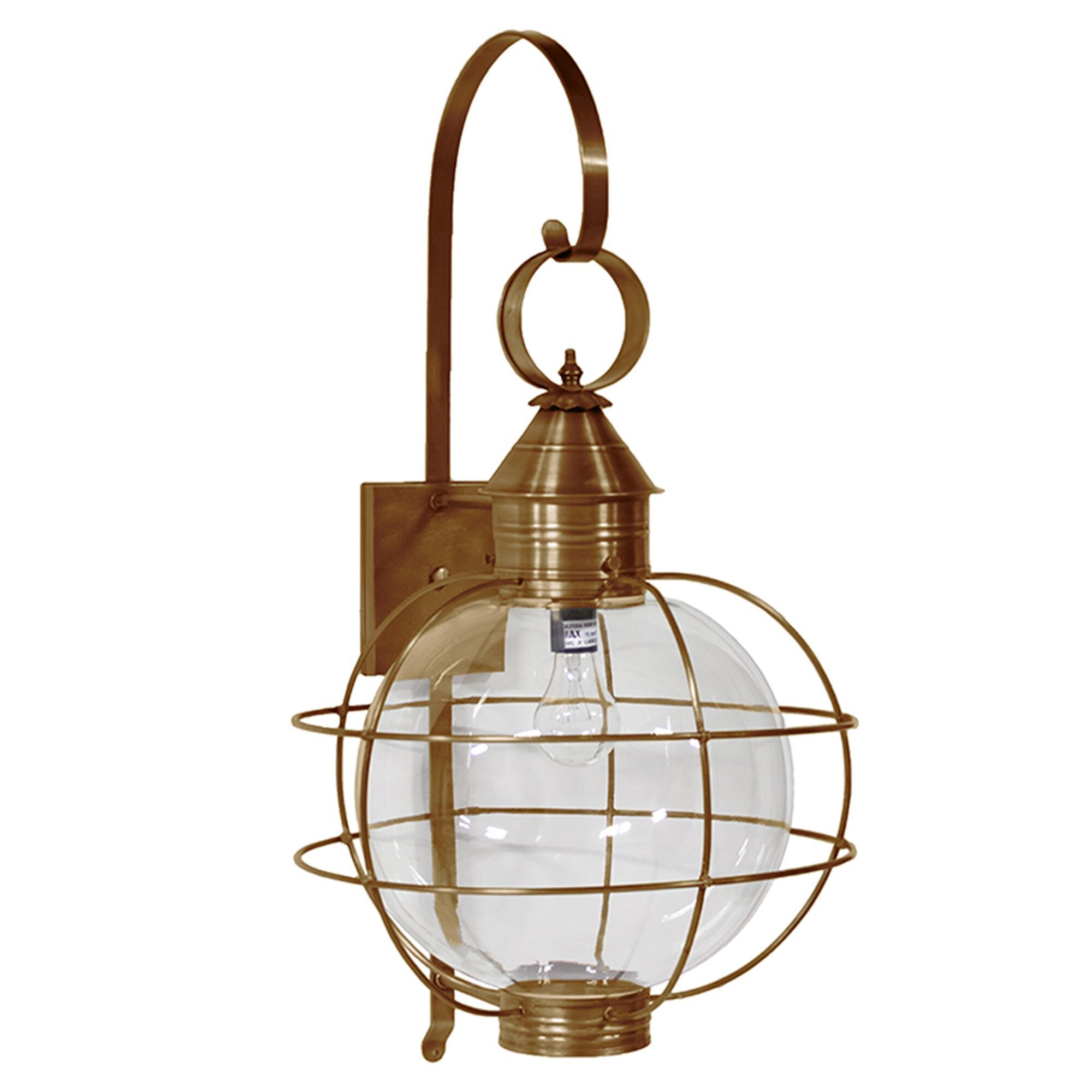Shown in Antique Brass finish and Clear glass