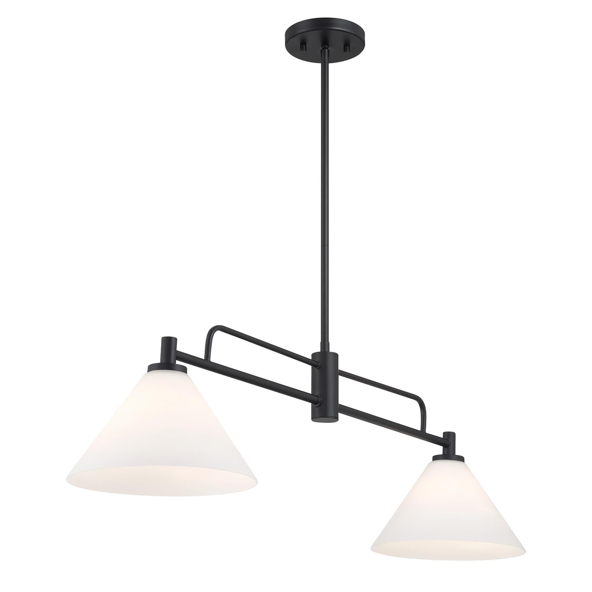 Shown in Matte Black finish and White Opal glass