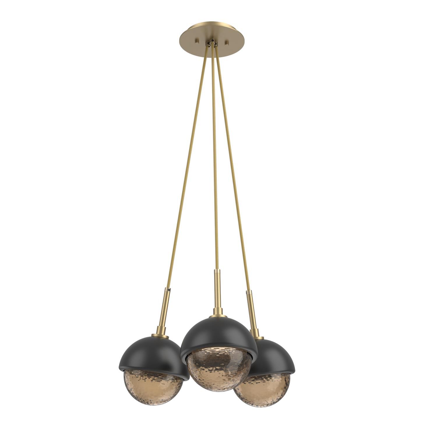 Shown in Gilded Brass finish and Bronze glass and Matte Black accent