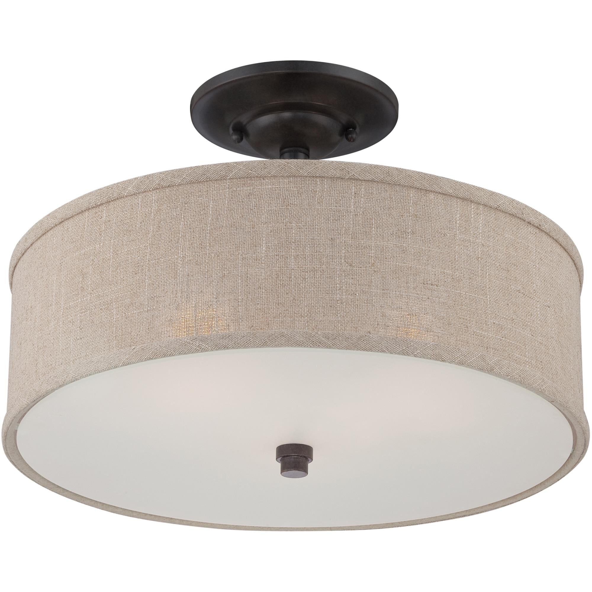 Cloverdale 17 Inch 3 Light Semi Flush Mount by Quoizel