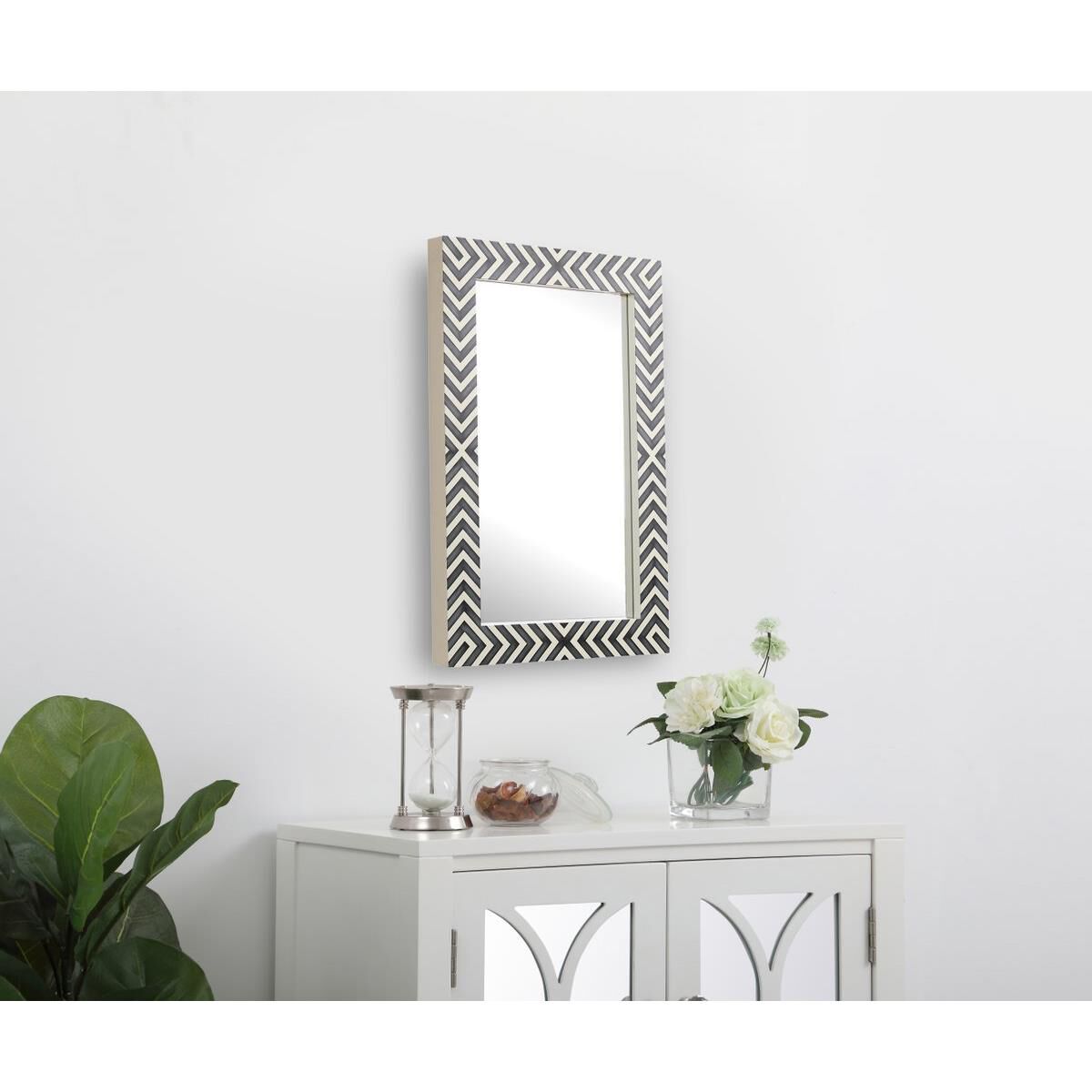 Rectangular mirror 30x20 inch in chevron Wall Mirror by Elegant Decor