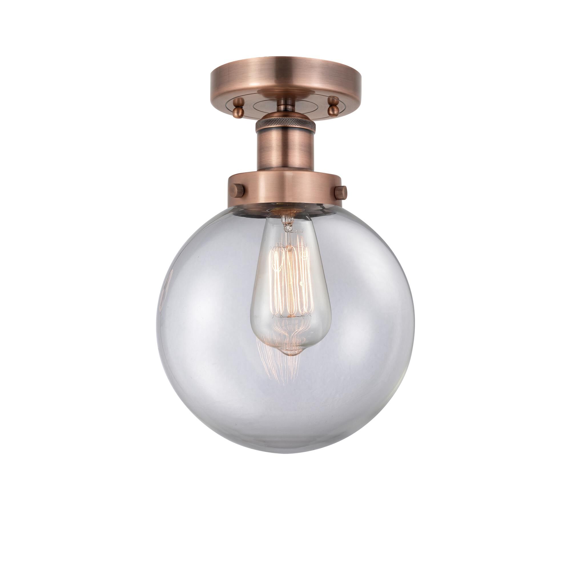 Shown in Antique Copper finish and Clear glass
