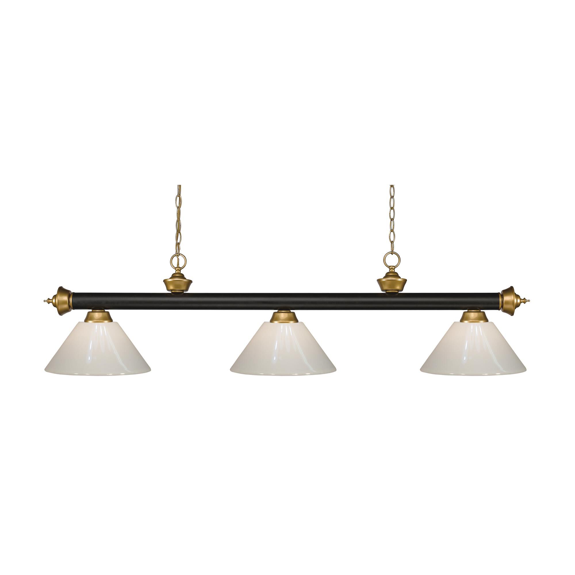 Shown in Bronze + Satin Gold finish and Plastic glass and Plastic shade