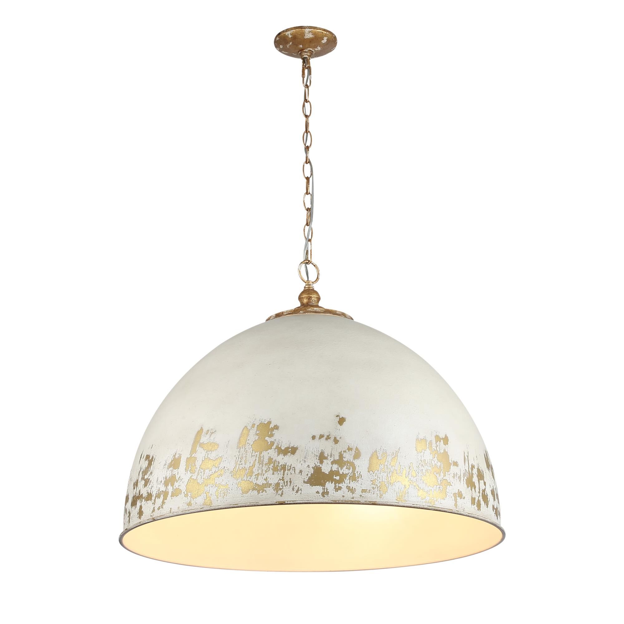 Shown in Vintage Gold finish and Antique Ivory shade