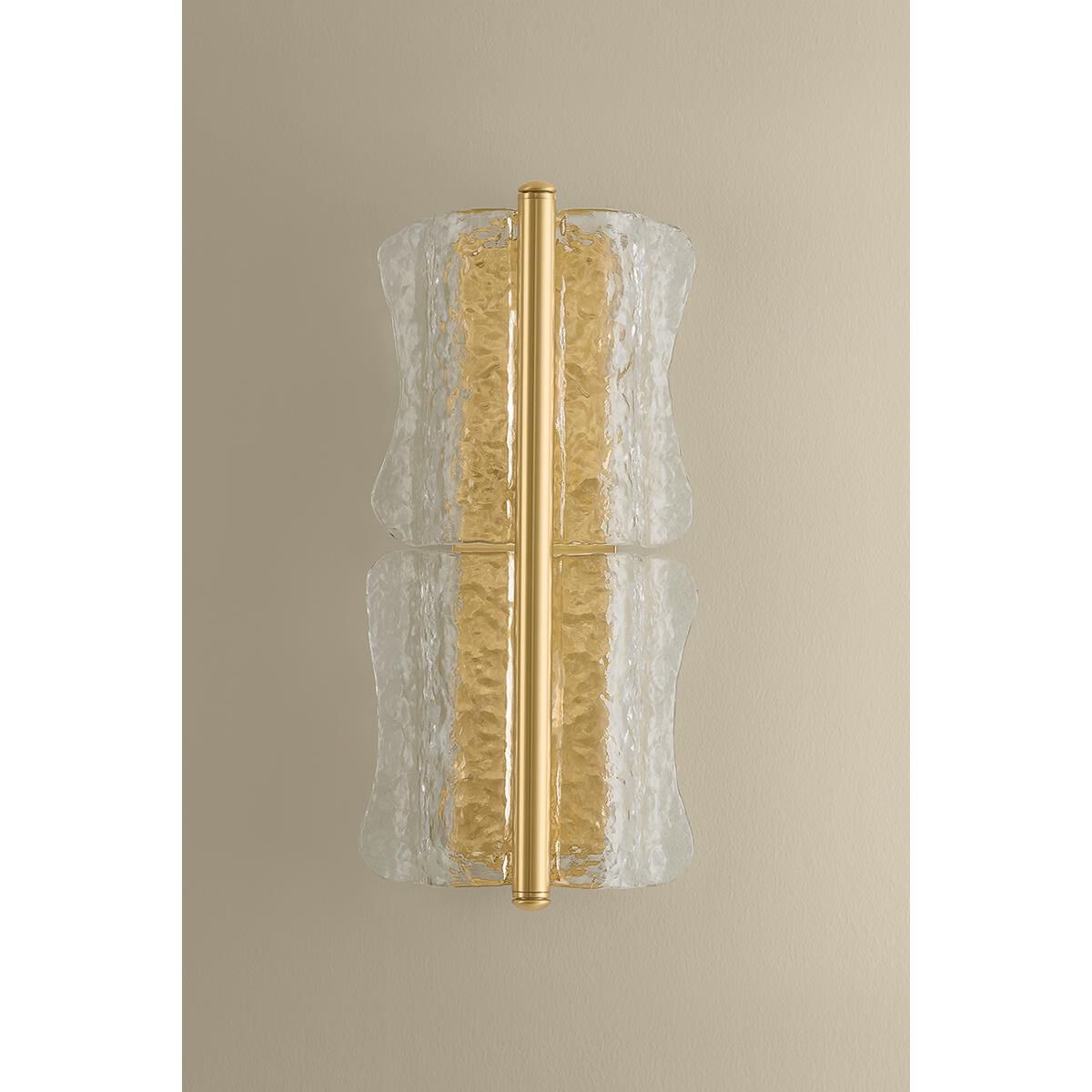 Shown in Aged Brass finish and Clear Optic glass