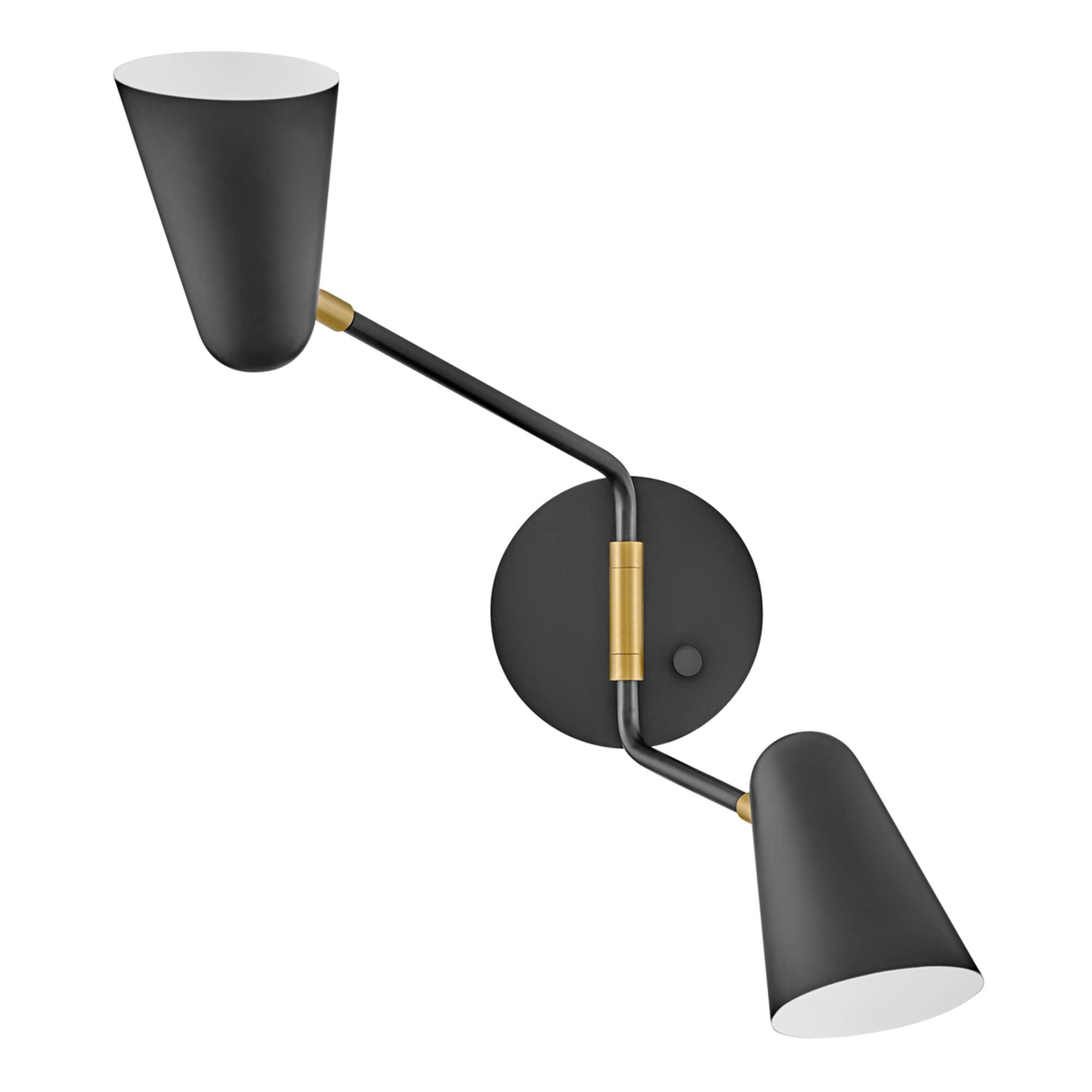 Shown in Black finish and Lacquered Brass accent