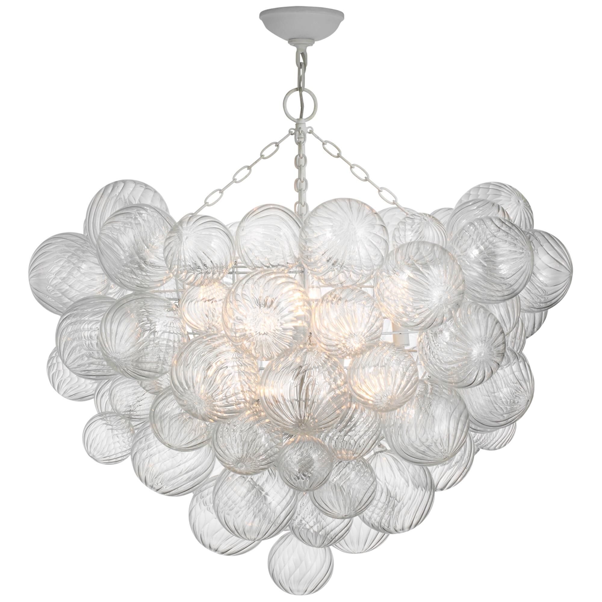 Shown in Plaster White And Clear Swirled Glass finish