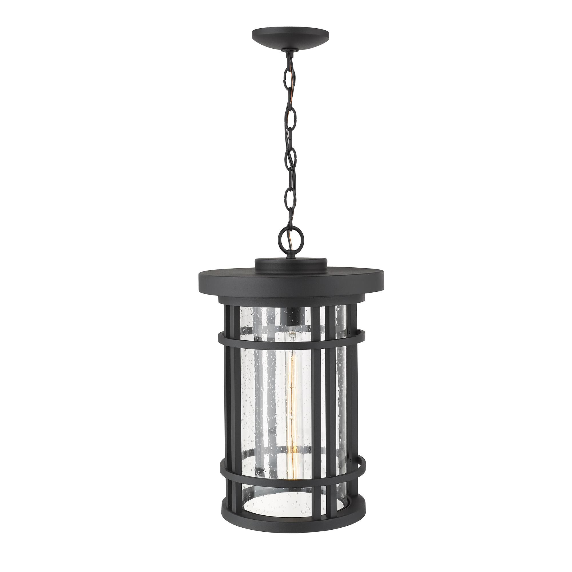 Shown in Black finish and Glass shade