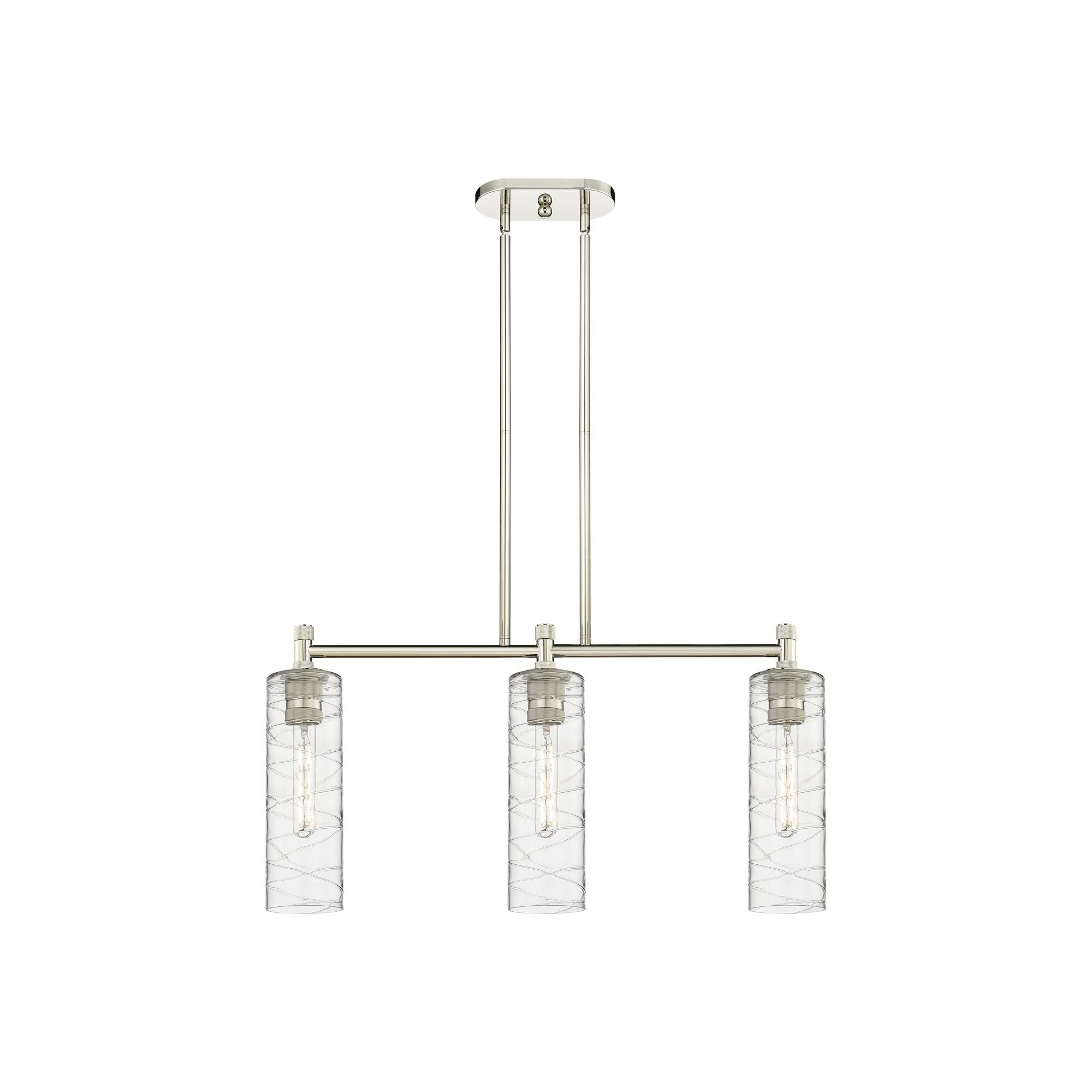 Shown in Polished Nickel finish and Deco Swirl glass