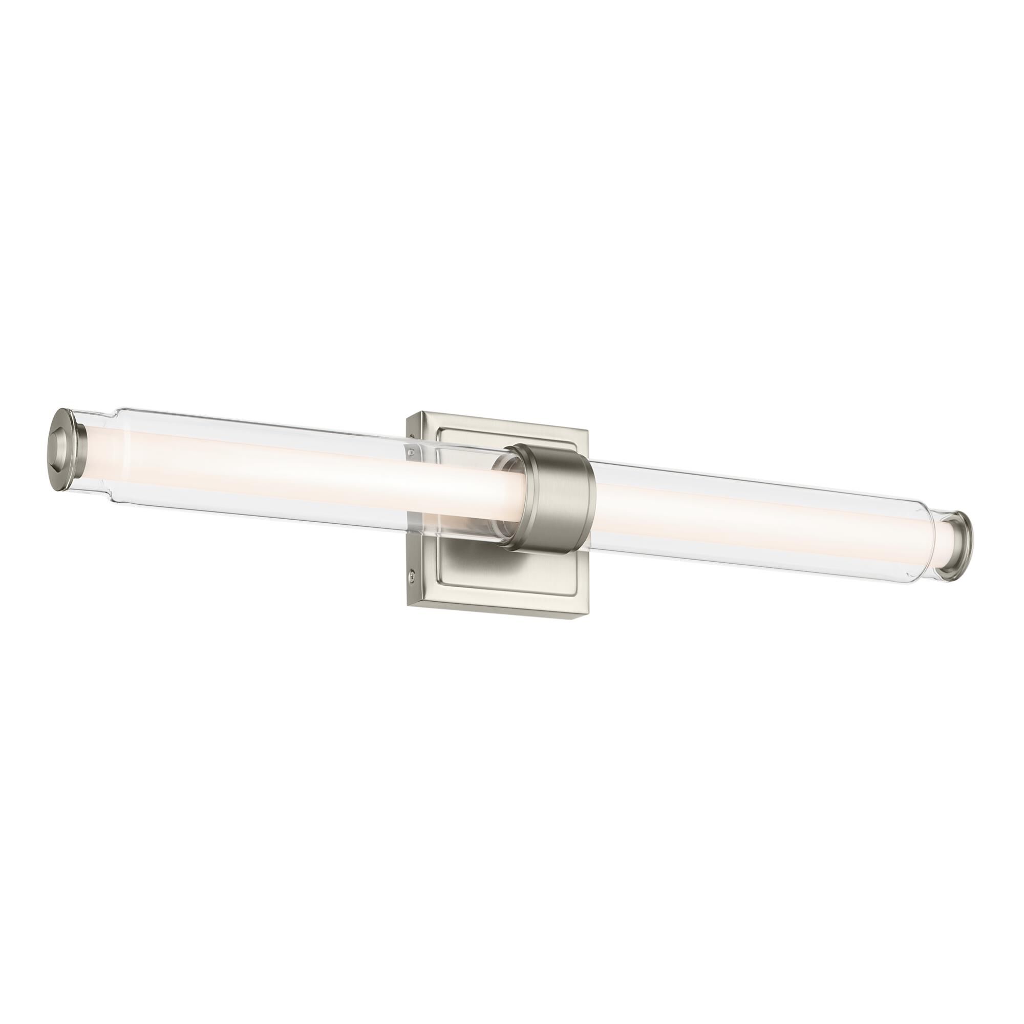 Shown in Brushed Nickel finish and Clear glass