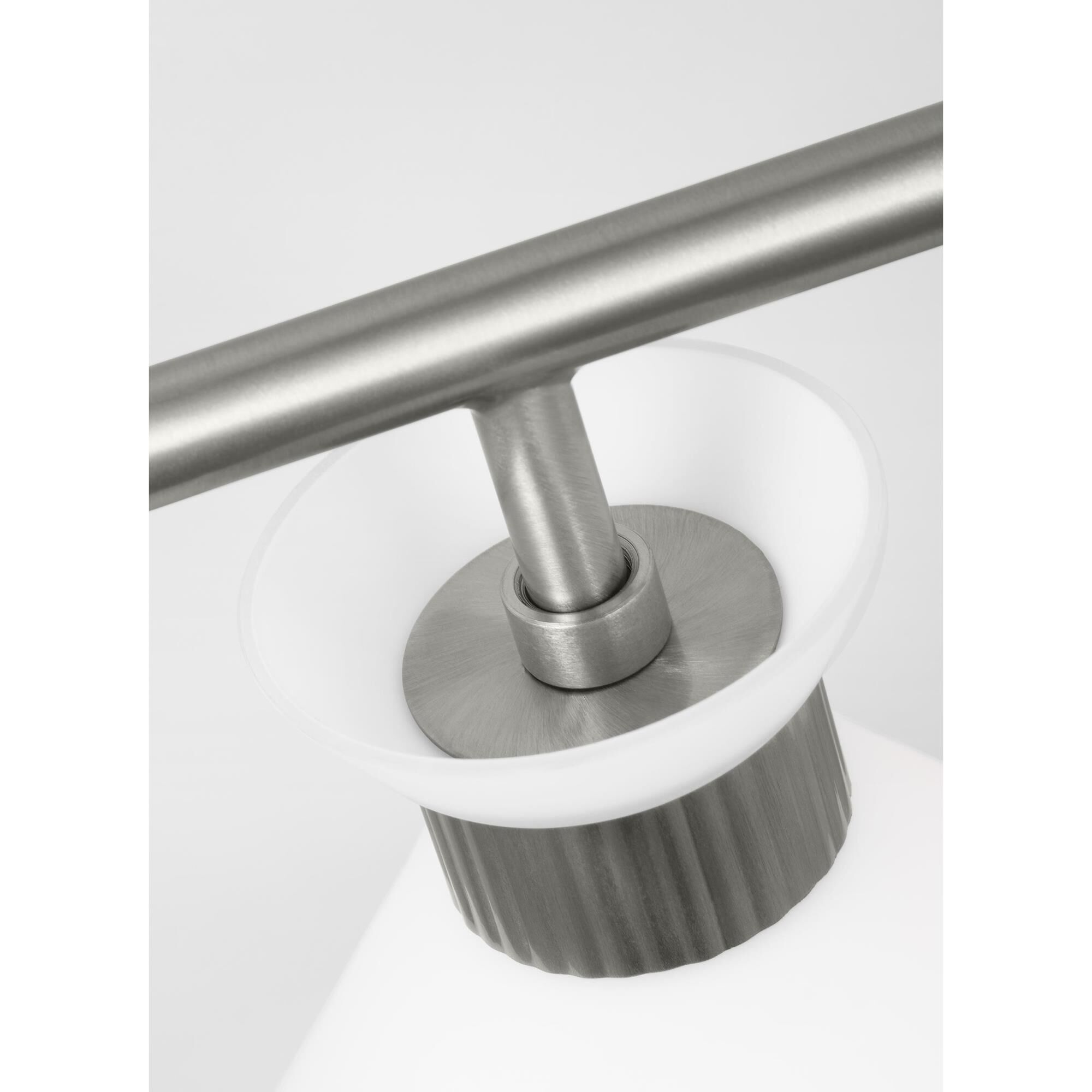 Shown in Brushed Steel finish and Etched White glass