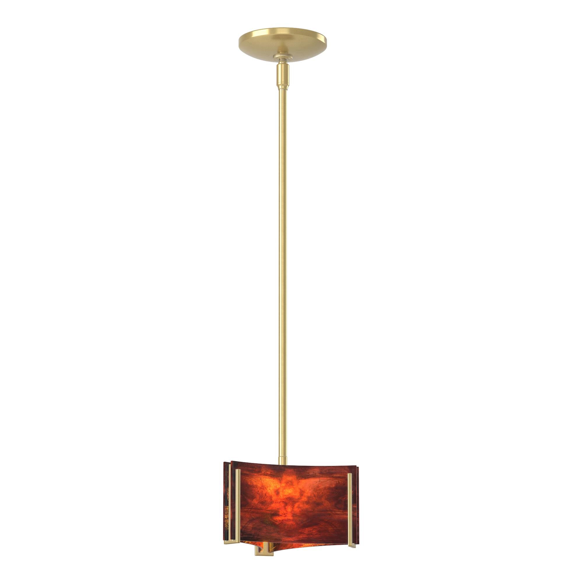 Shown in Modern Brass finish and Topaz glass