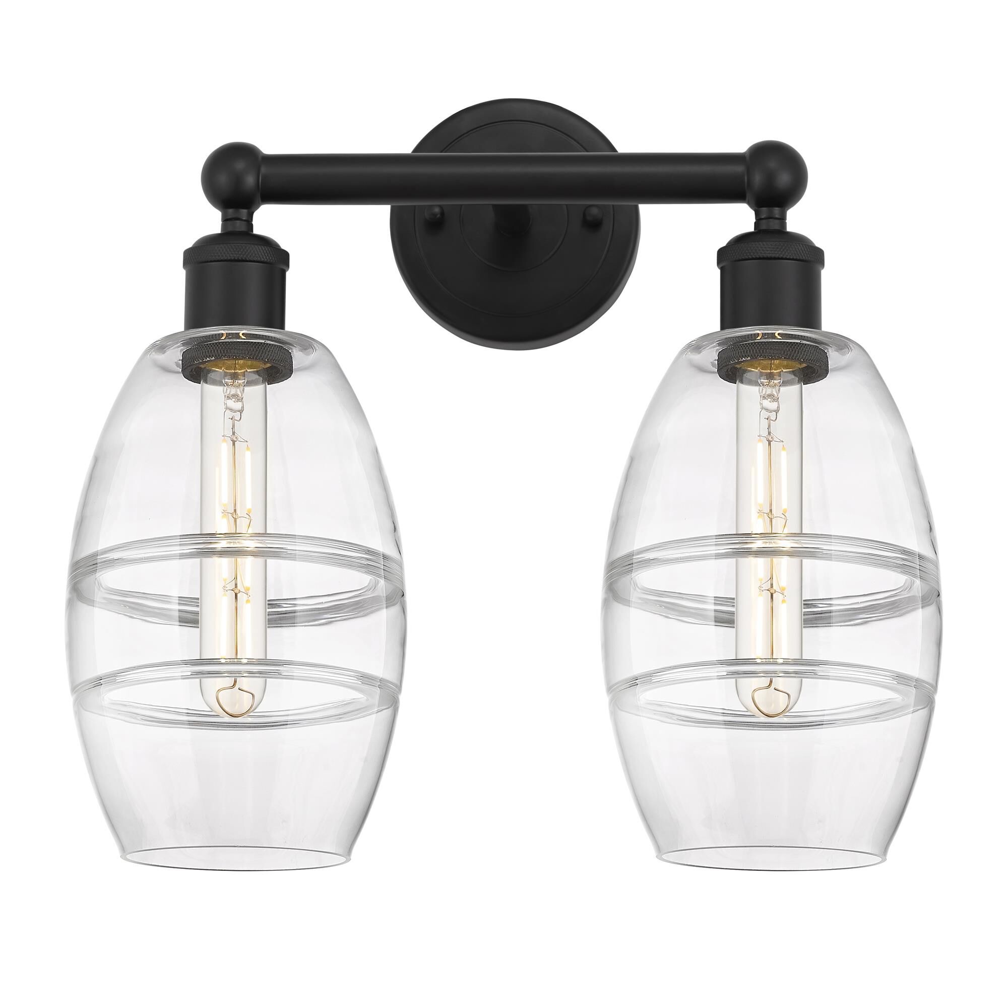 Shown in Matte Black finish and Clear glass