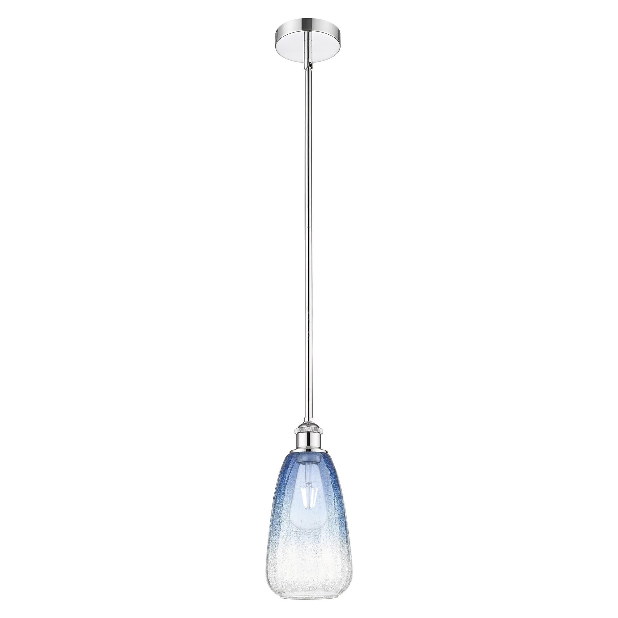 Shown in Polished Chrome finish and Sapphire Blue glass