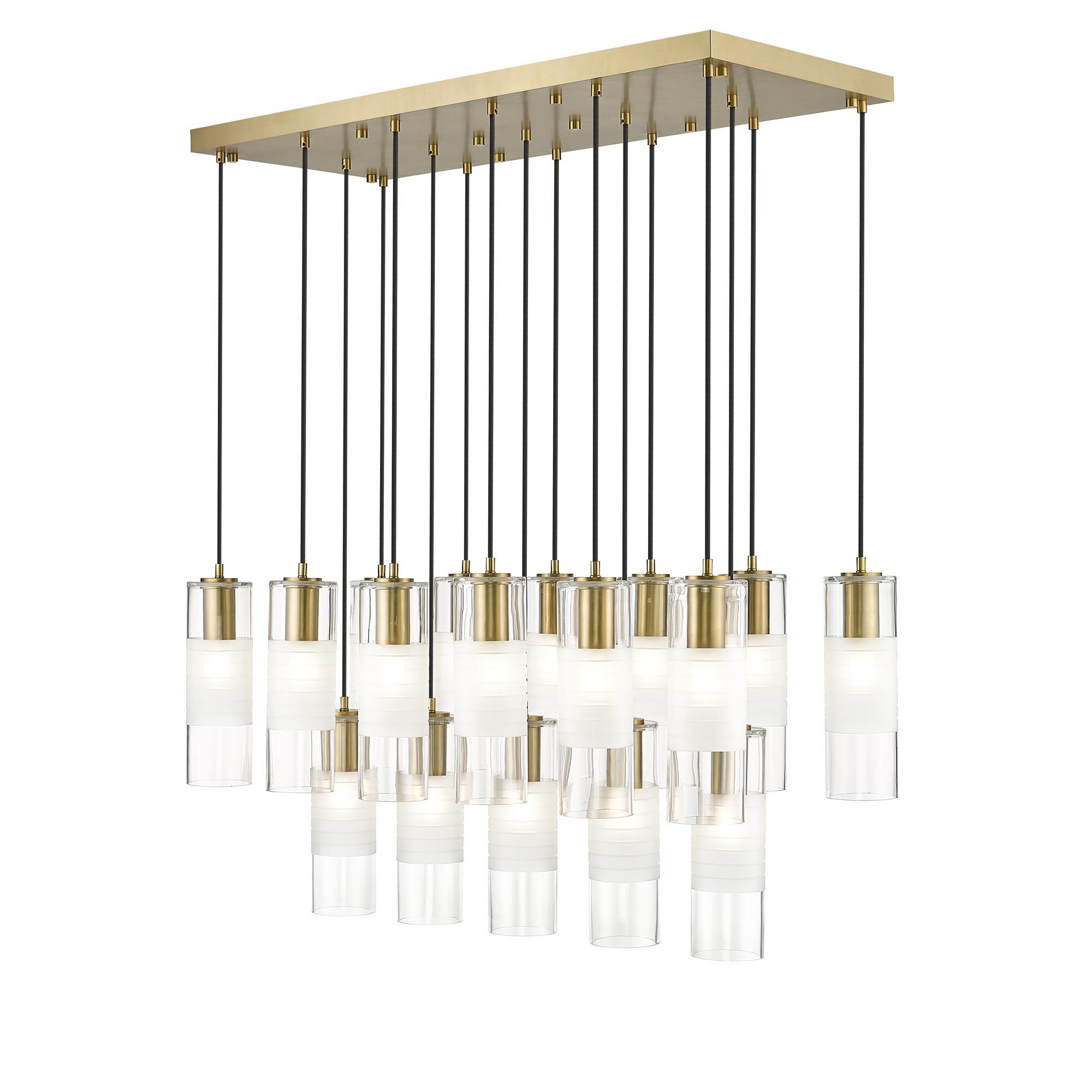 Shown in Modern Gold finish and Clear+frosted glass and Clear+frosted shade