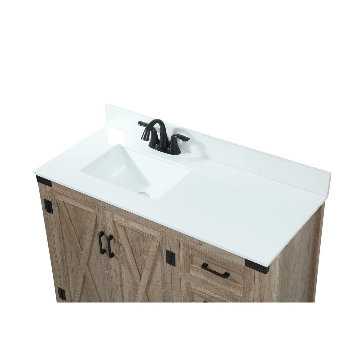 Shown in Natural Oak finish and With Backsplash accent