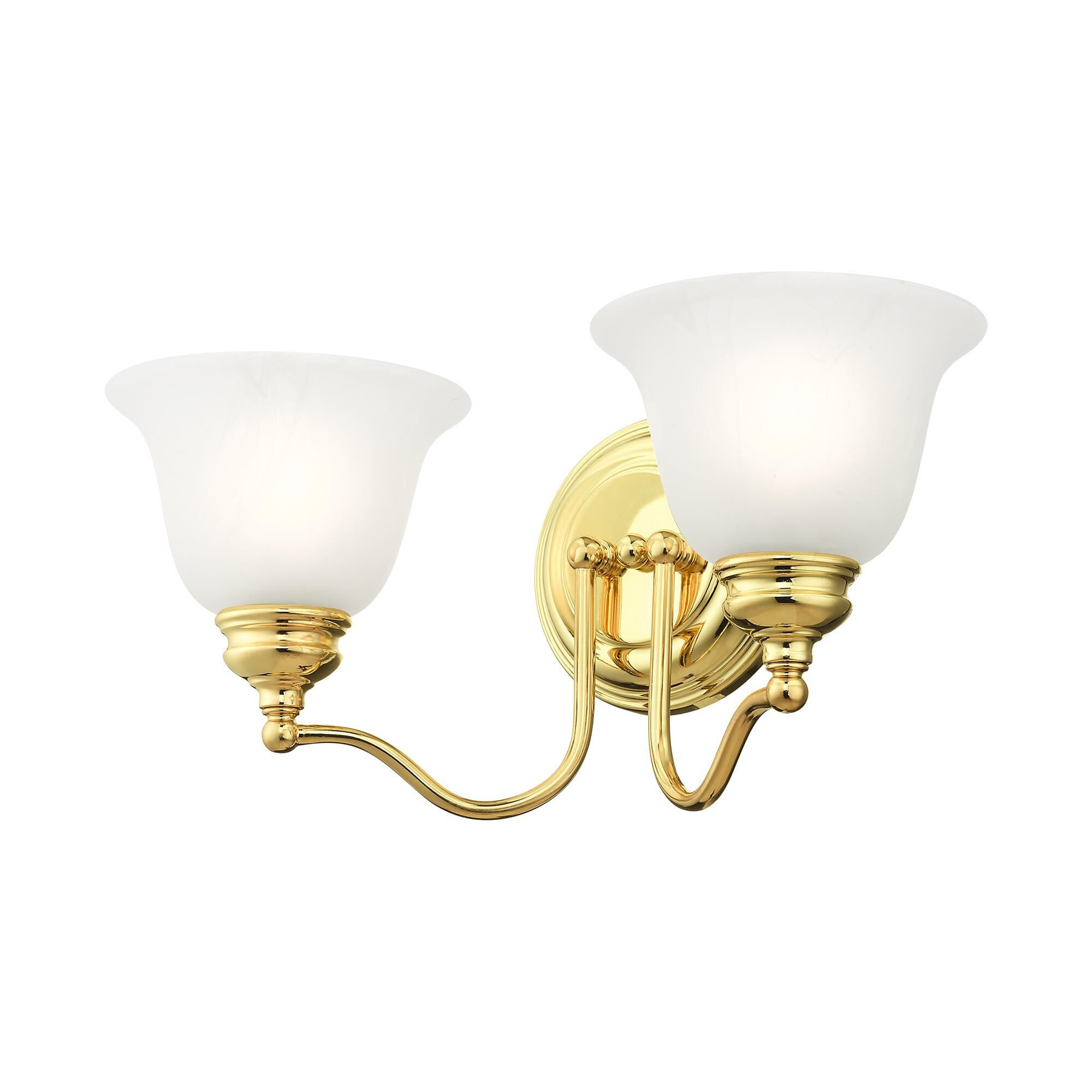 Shown in Polished Brass finish and White Alabaster glass