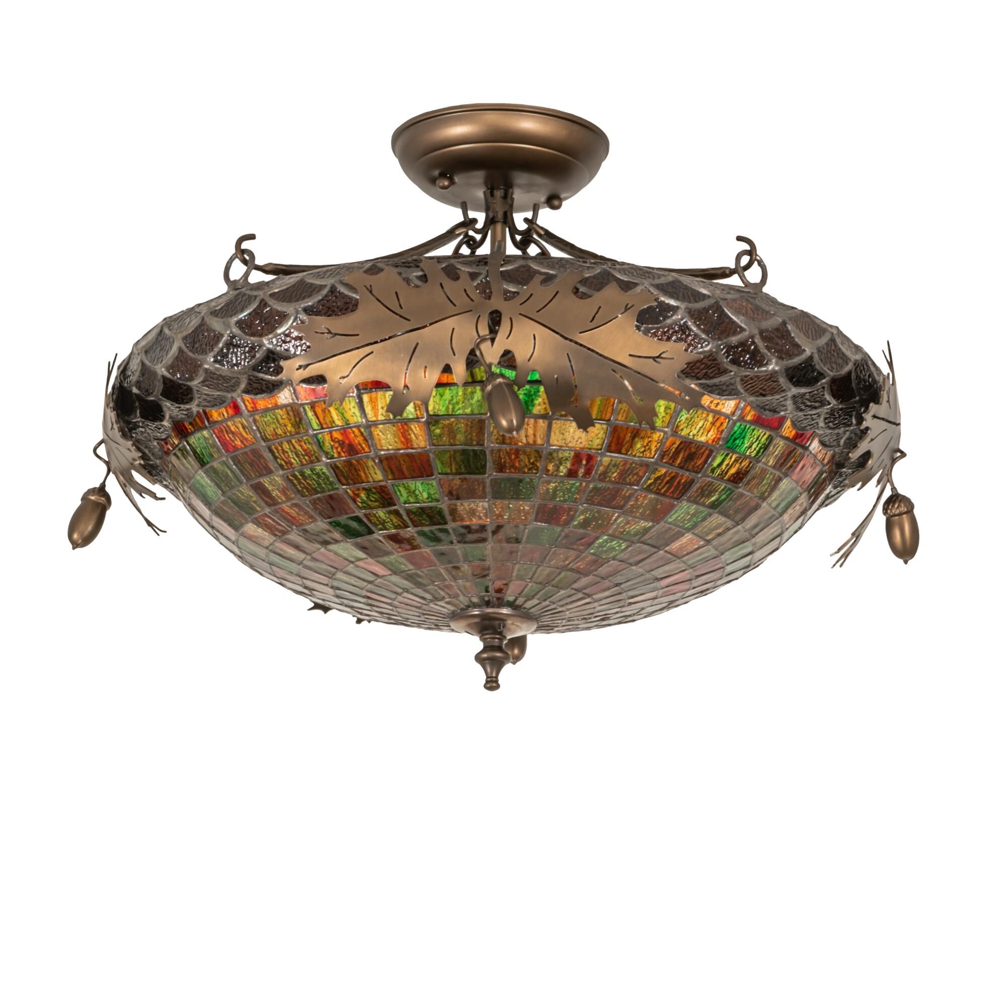 Greenbriar Oak 21 Inch 2 Light Semi Flush Mount by Meyda Lighting