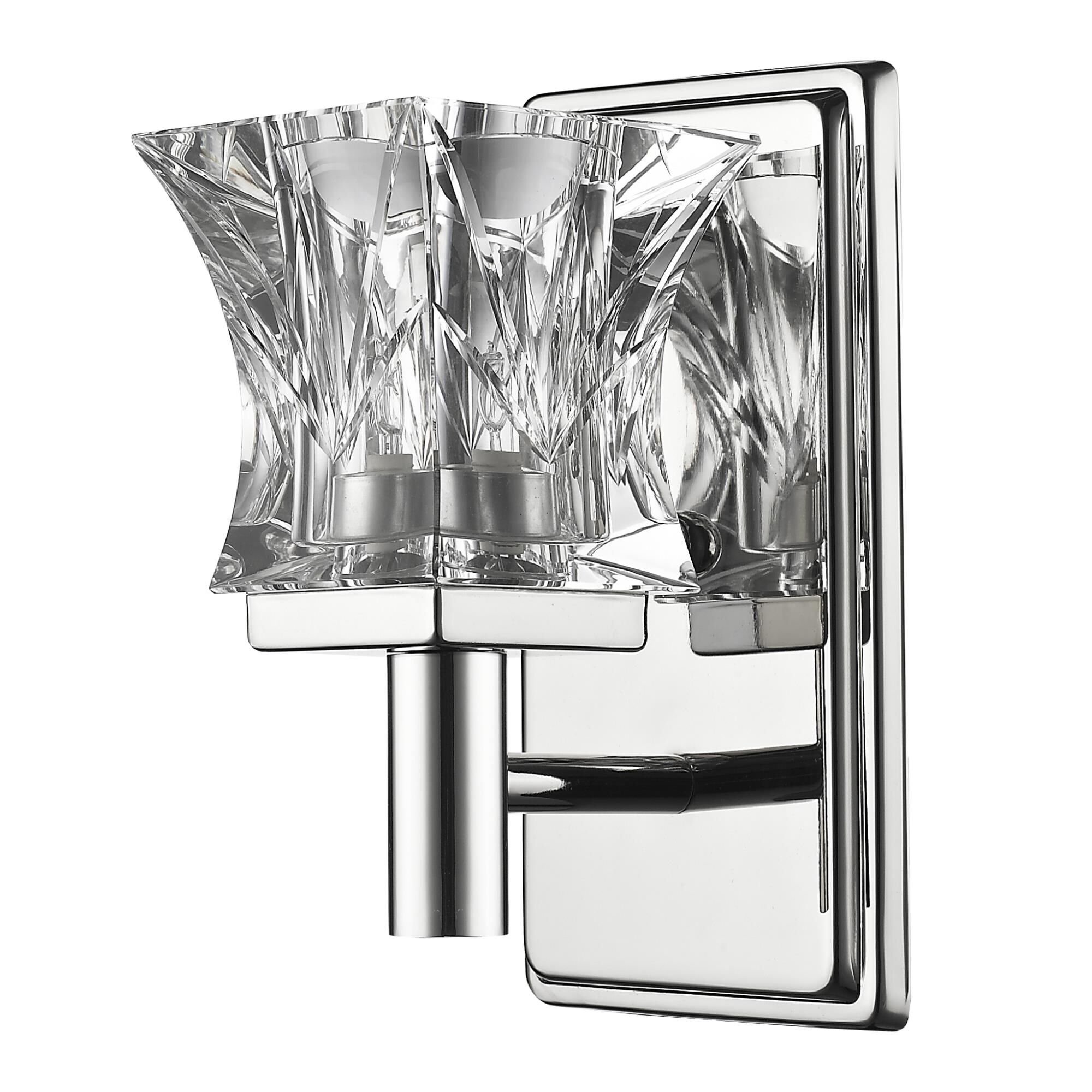 Shown in Polished Nickel finish and Clear glass and Clear Crystal Cube shade