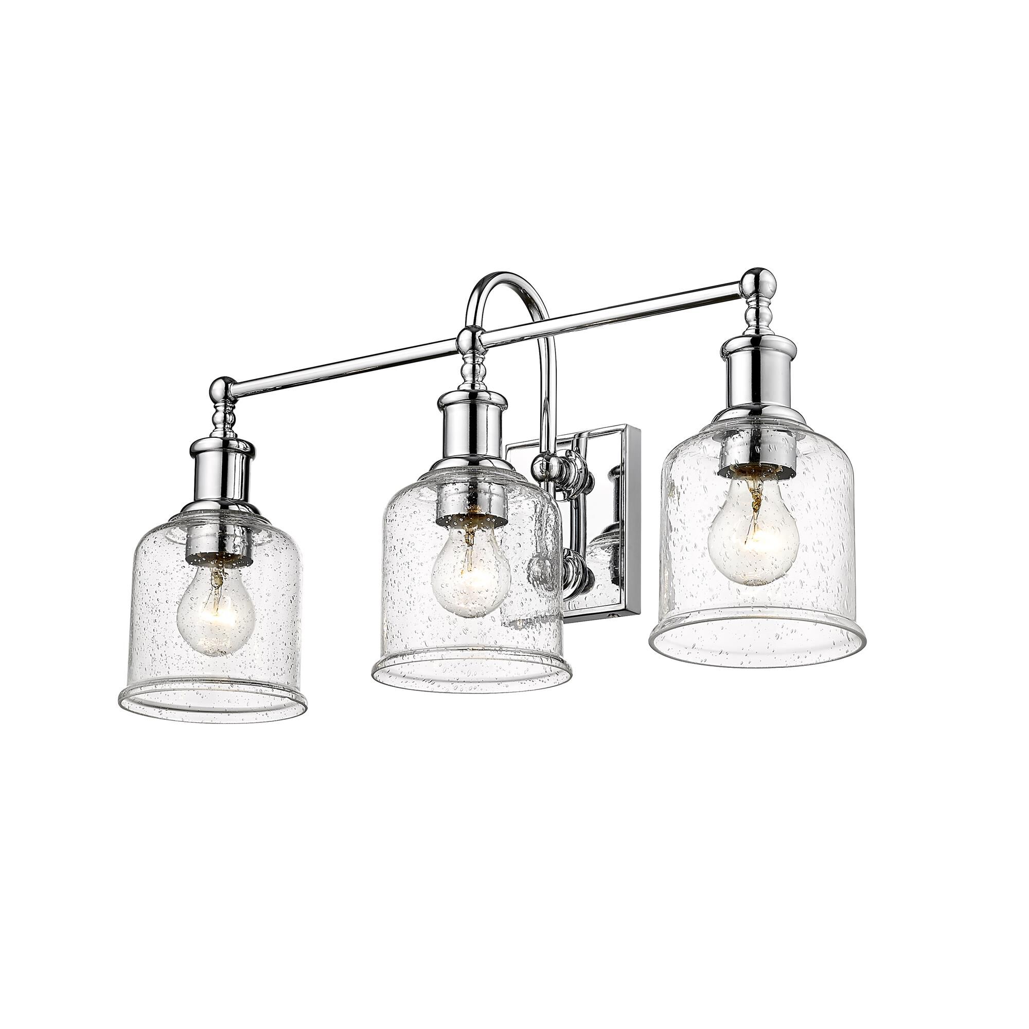Shown in Chrome finish and Glass shade