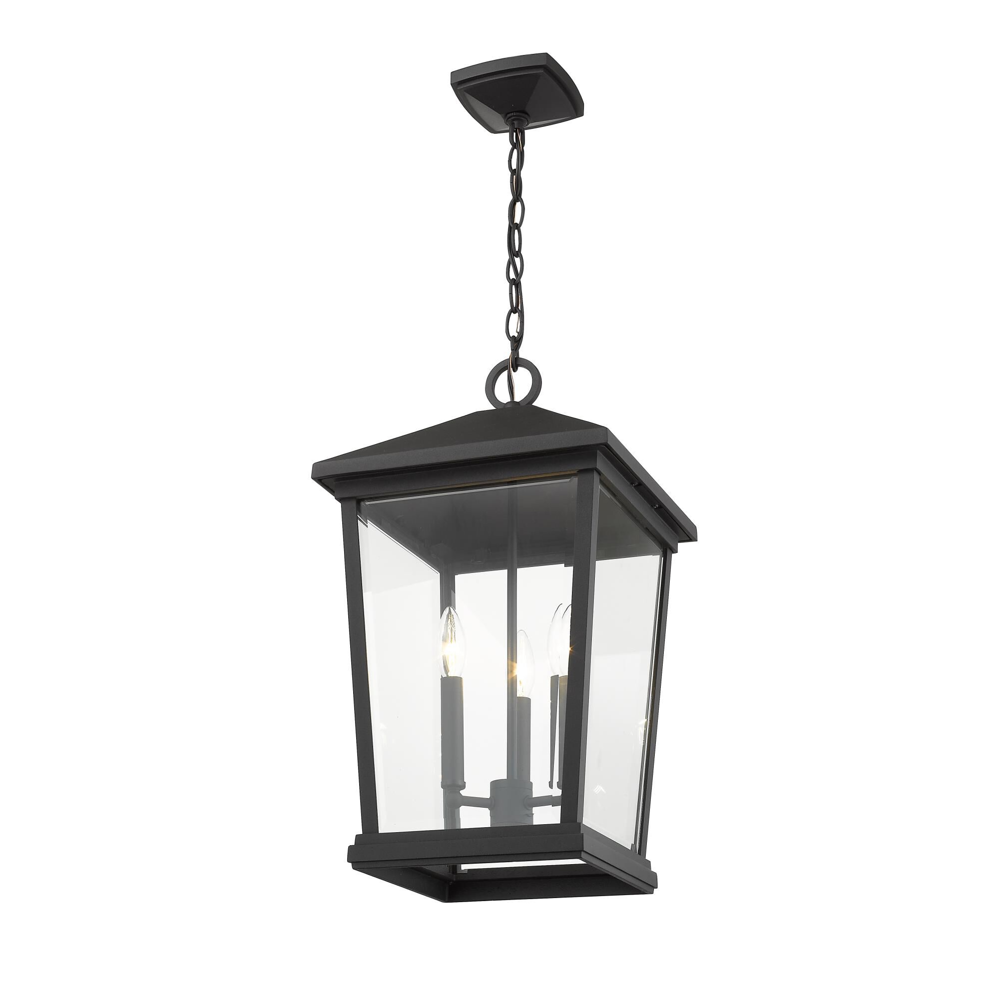 Shown in Black finish and Glass shade