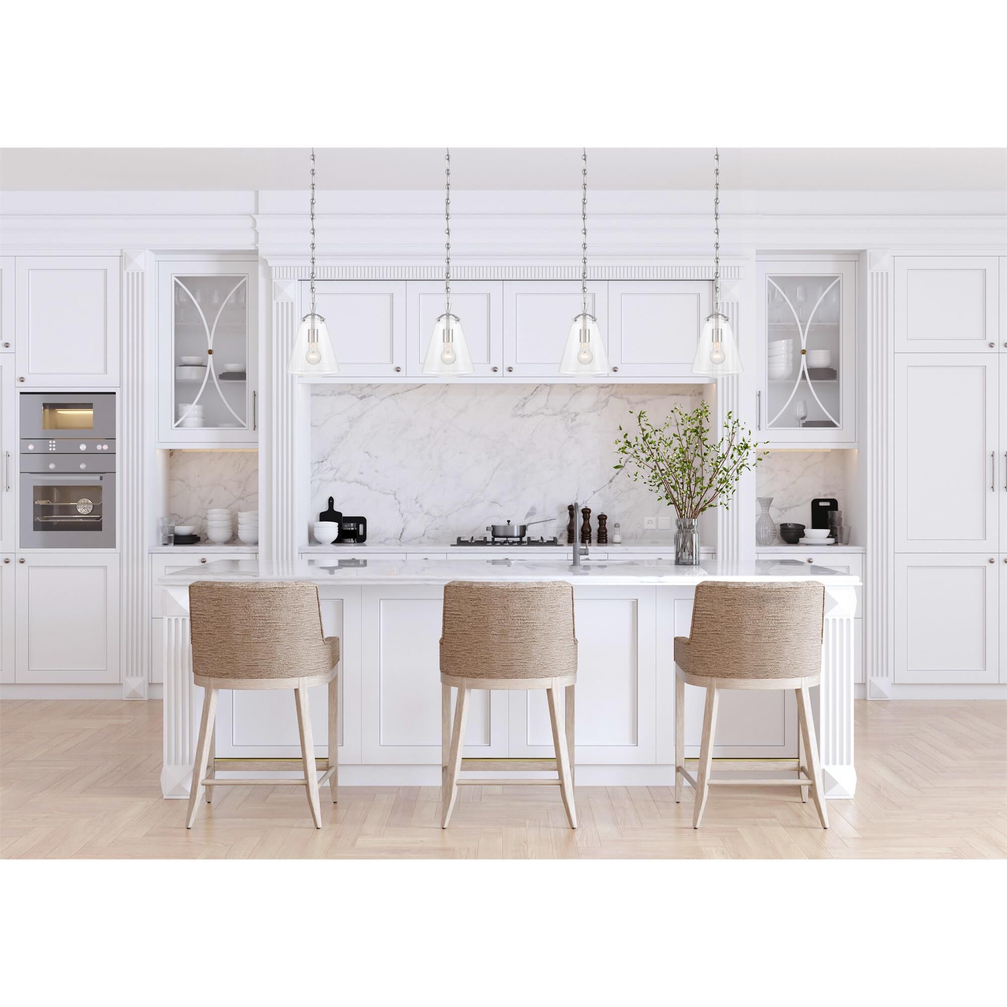 Shown in Polished Nickel finish and Clear glass