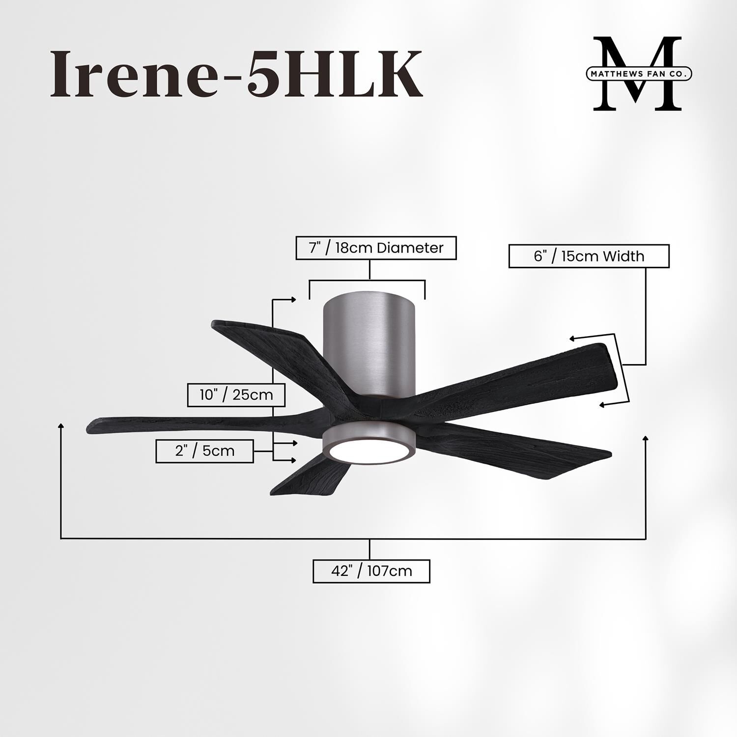 Irene 42 Inch Flush Mount Fan with Light Kit by Matthews Fan Company