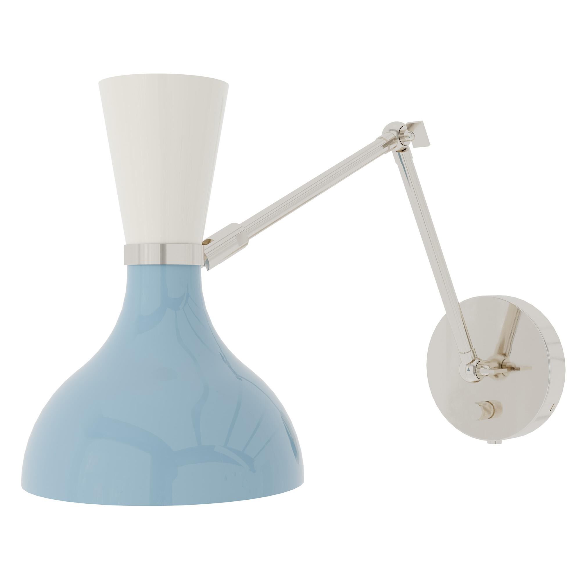 Shown in Polished Nickel finish and Baby Blue and Lily shade